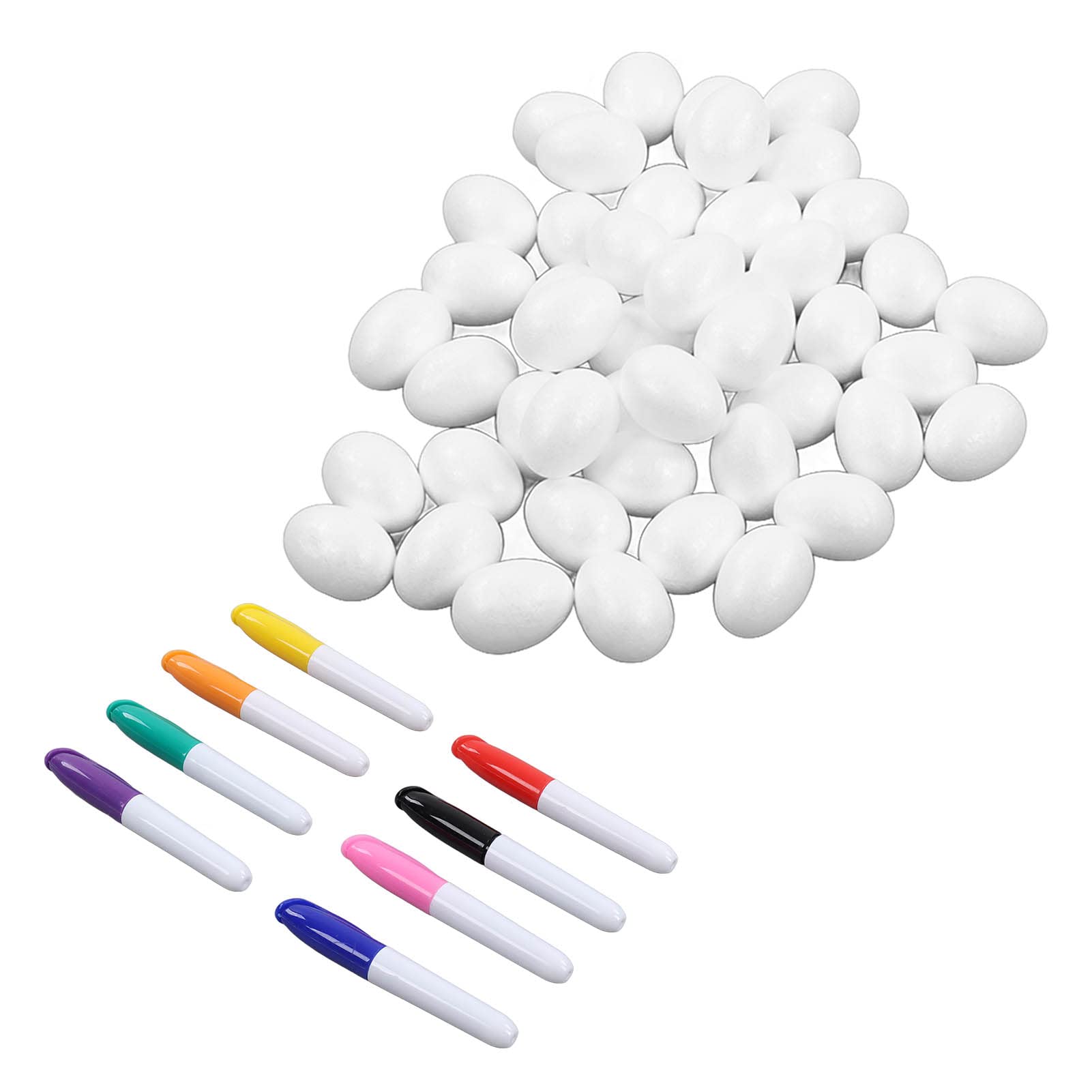 Yoidesu White Blank Easter Eggs with 8 Color Pens - Unpainted Fake Easter Eggs for Kids - Lightweight Painting Kit for Easter Decorations - Perfect for Easter Egg Hunts, DIY Crafts & Holiday Party Activities