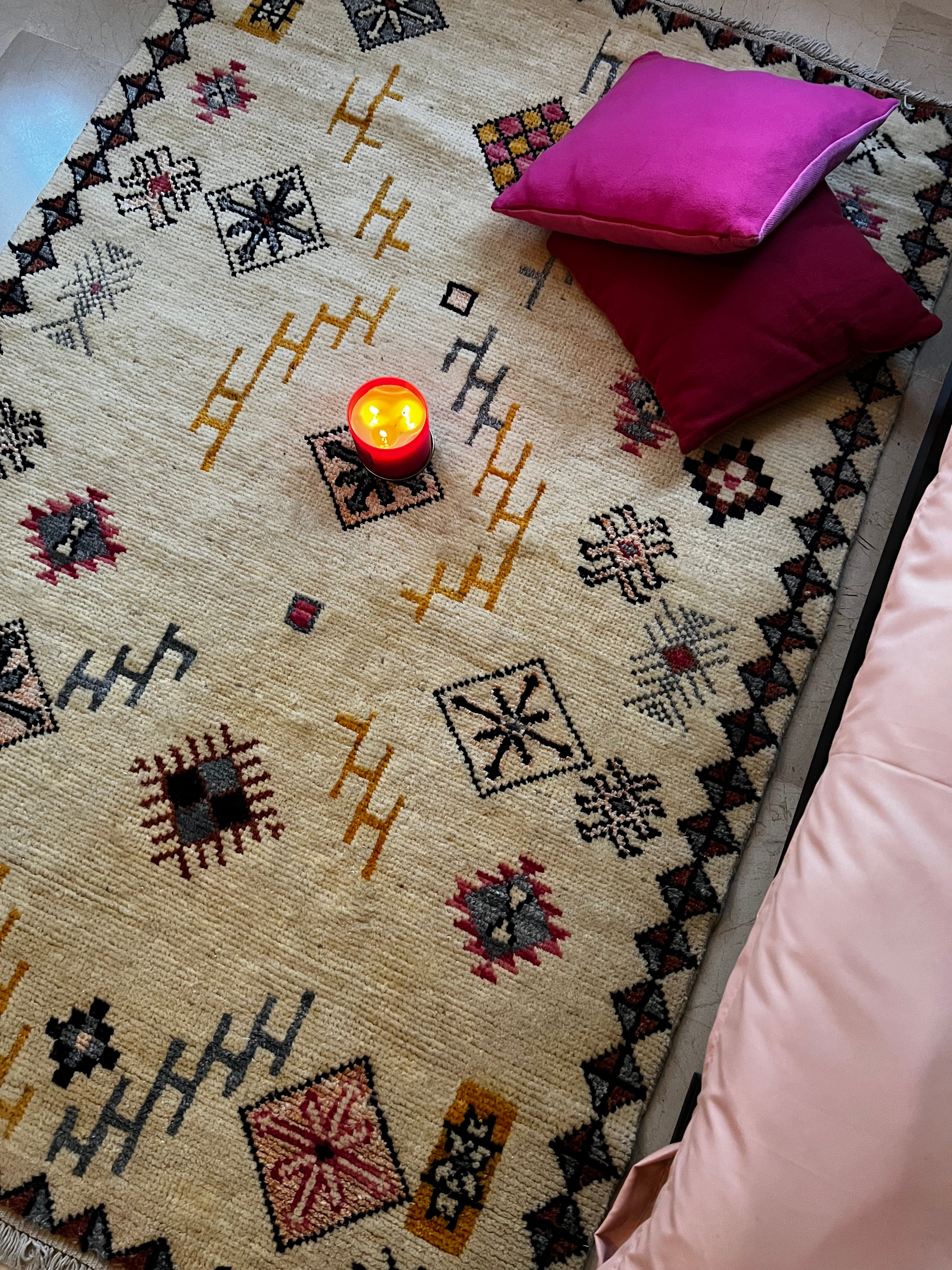Handmade Pakistani Moroccan Azilal Wool Rug - Custom Size - Bohemian Home Decor for Living Room, Bedroom & Office