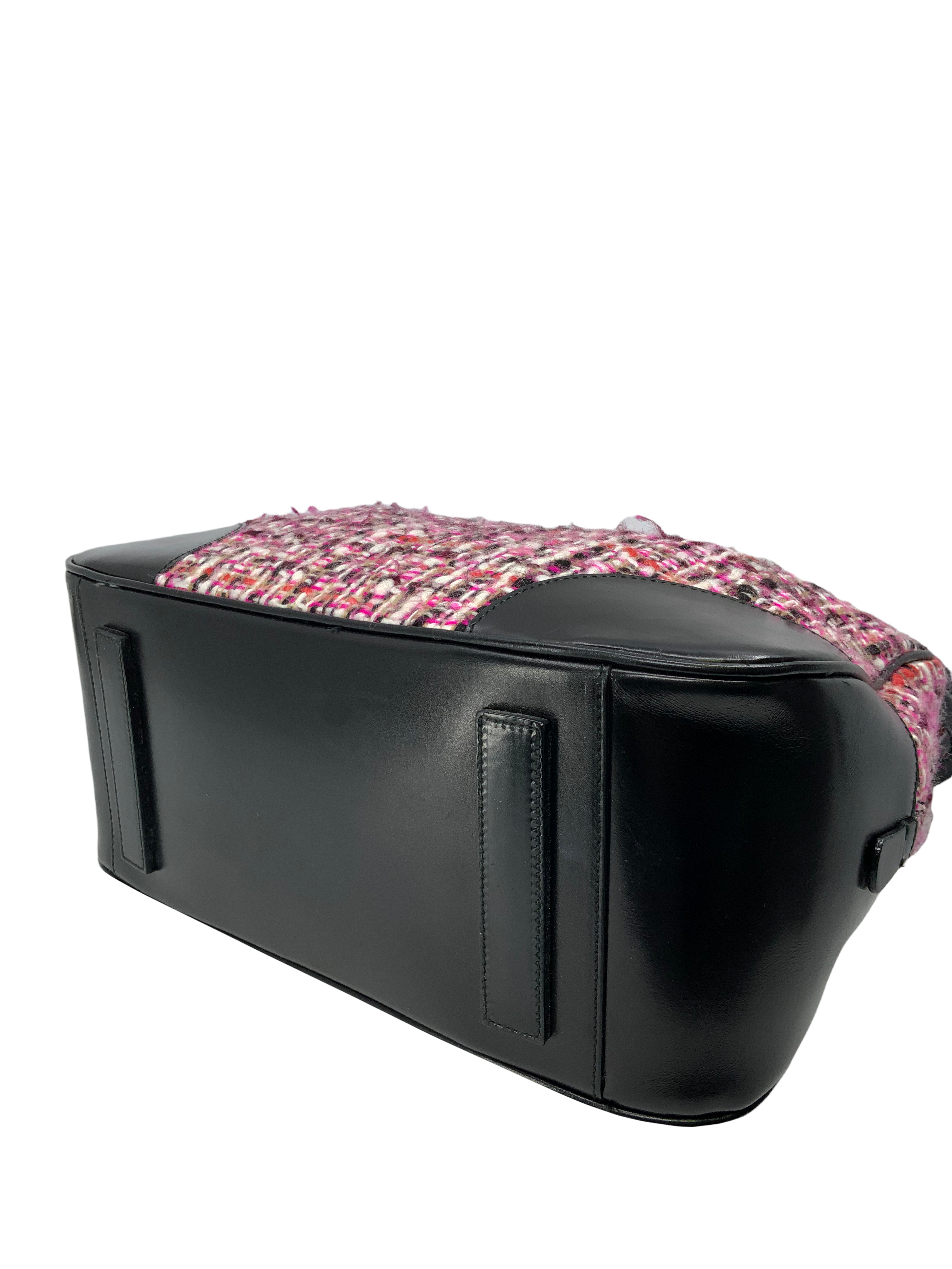 PRADA Tweed Leather Boston Bag for Women - Luxury Designer Handbag for Work, Travel & Everyday Use