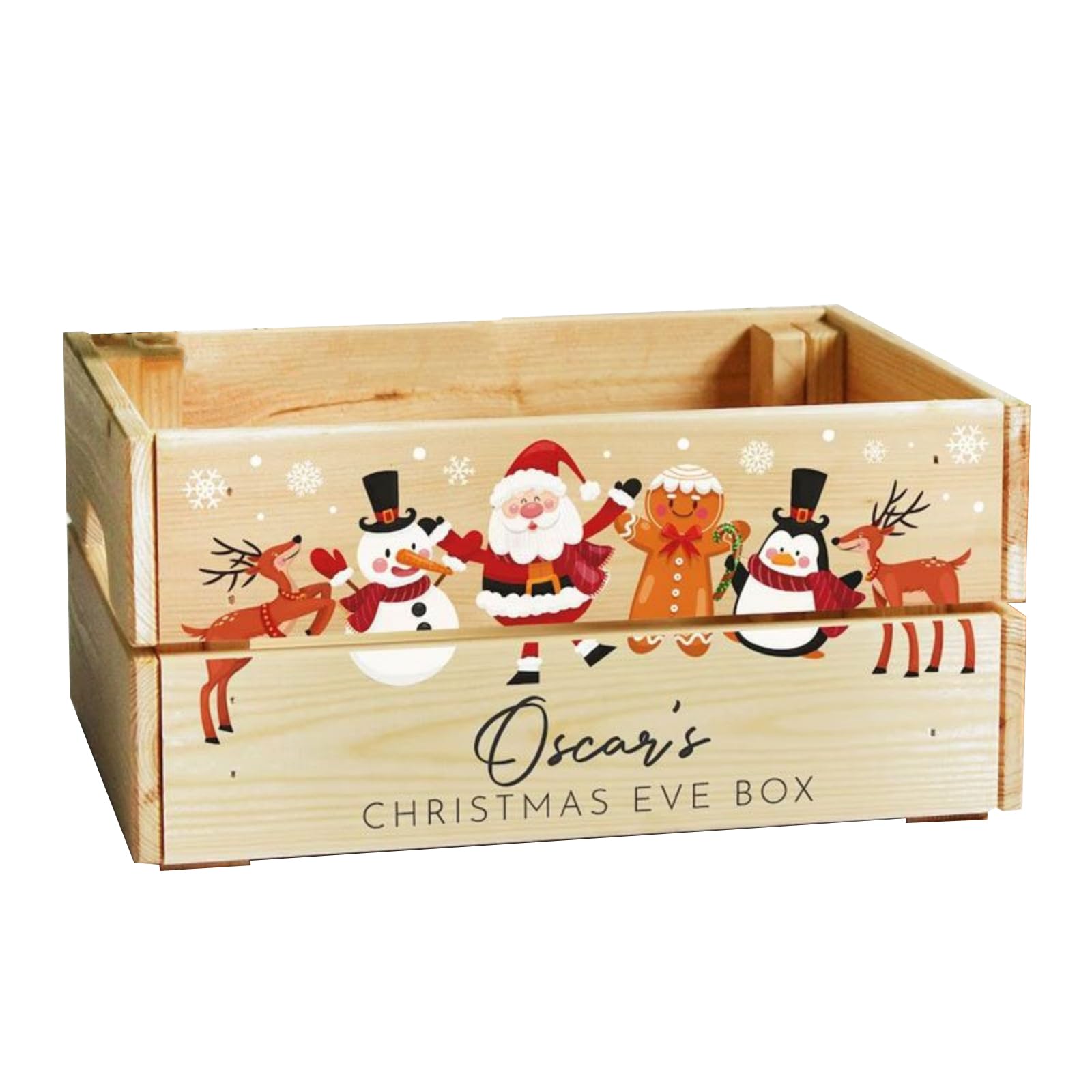Personalized Wooden Christmas Eve Crate - Custom Christmas Gift Box for Kids & Family | Holiday Decor, Present Storage & Festive Keepsake Box