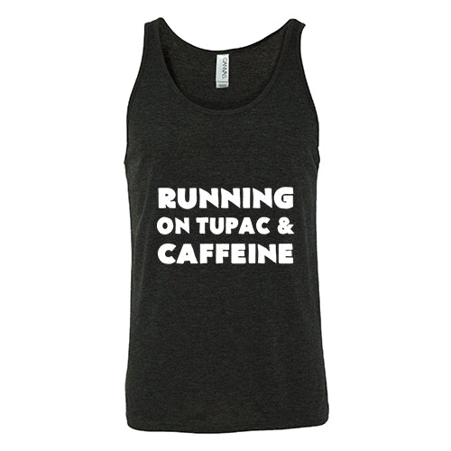 Unisex Running On Tupac And Caffeine Graphic Tee - Vintage Rap Music & Coffee Lover T-Shirt for Casual Wear, Gym, Concerts & Street Style