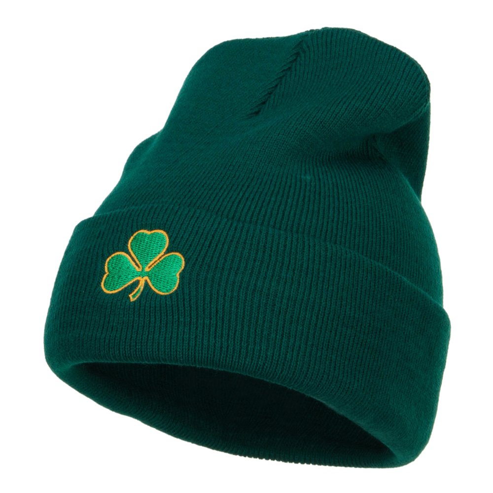 St. Patrick's Day Three Leaf Clover Embroidered Knit Beanie Hat for Men & Women - Perfect for Irish Festivals, Parades, and Winter Warmth