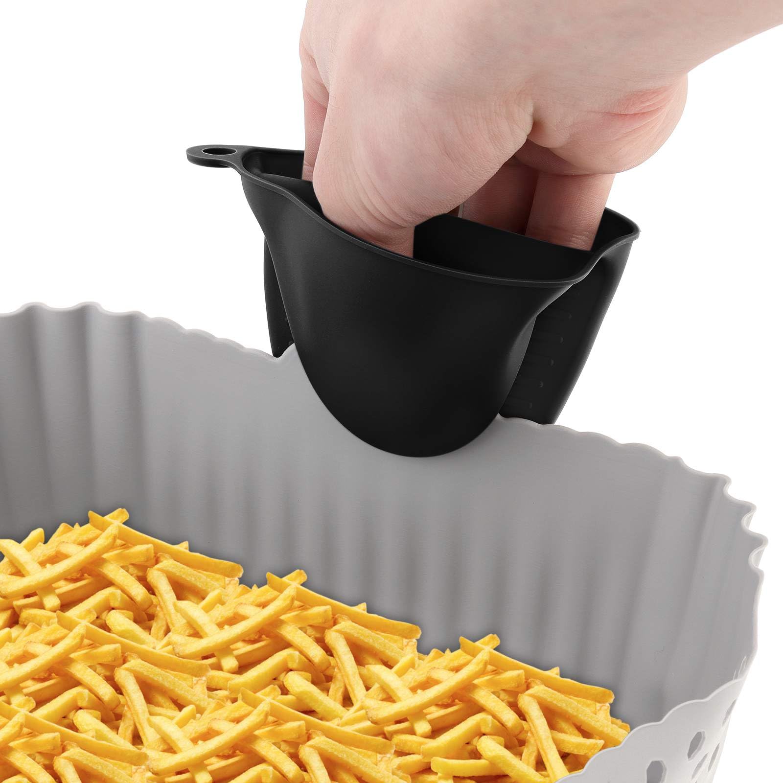 Reusable Silicone Air Fryer Liners 2Pcs with Oven Gloves - Non-Stick Square Air Fryer Basket Accessories for Ninja SL401/DZ201/DZ401/DZ550 - Perfect for Baking, Roasting & Healthy Cooking