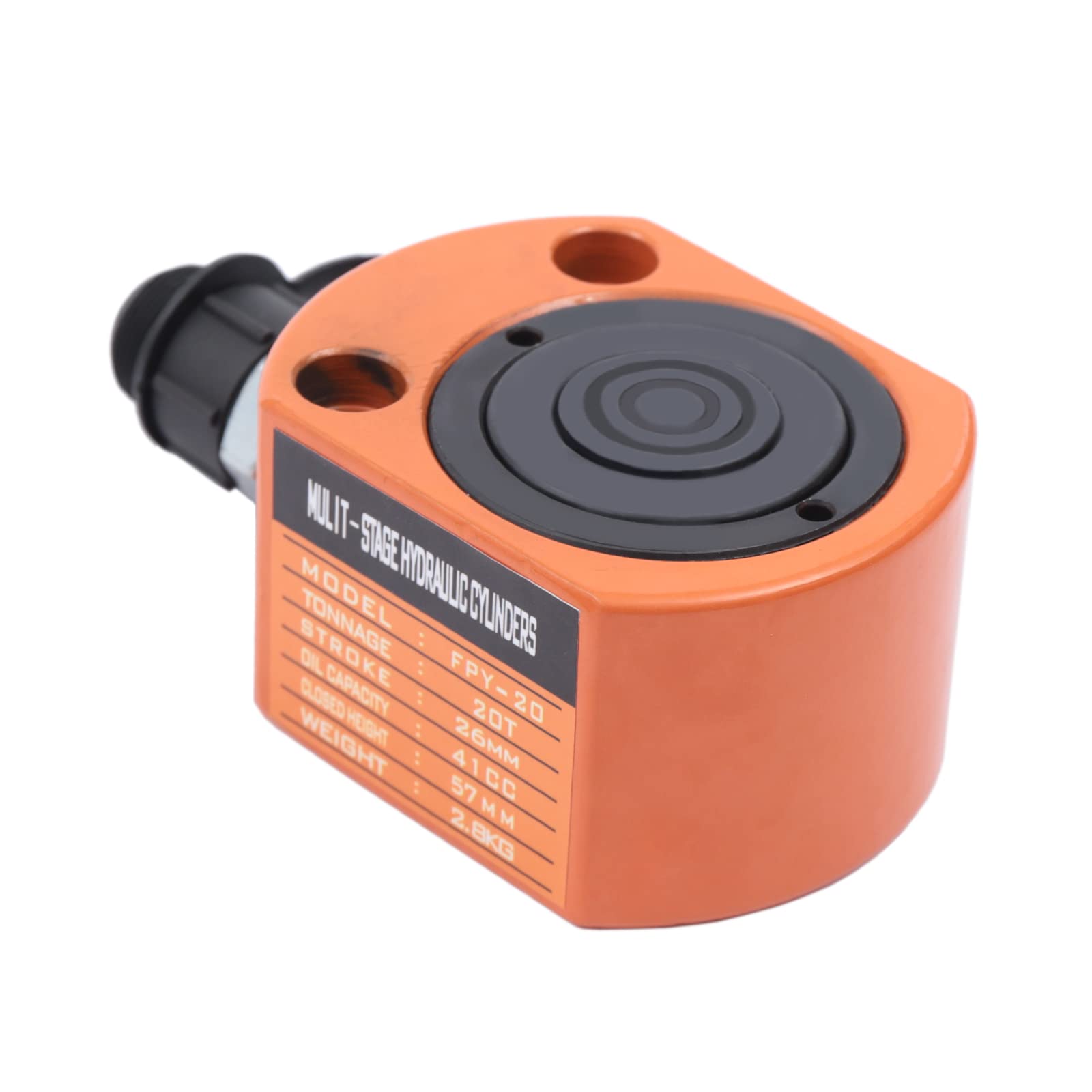20 Ton Hydraulic Cylinder Jack - Low Profile Heavy Duty Lifting Ram with 2 Retractable Strokes for Industrial Equipment, Automotive Repair, and Construction Lifting Applications