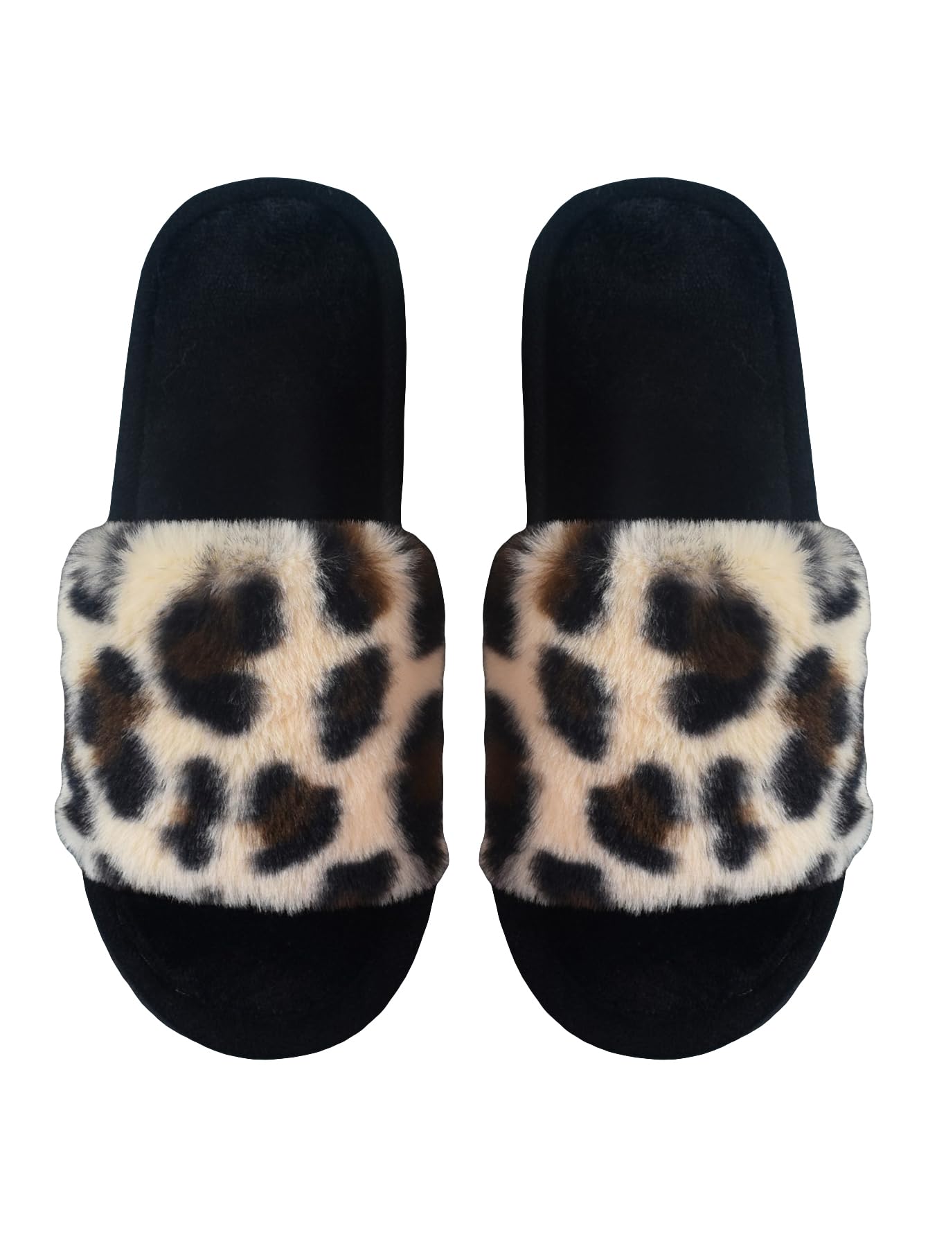 OYOANGLE Women's Fuzzy Open Toe Slippers - Soft Indoor/Outdoor Slides for Home, Spa & Lounge - Comfortable House Shoes in Beige (Size CN40-41) | Perfect for Relaxing, Lounging & Quick Errands