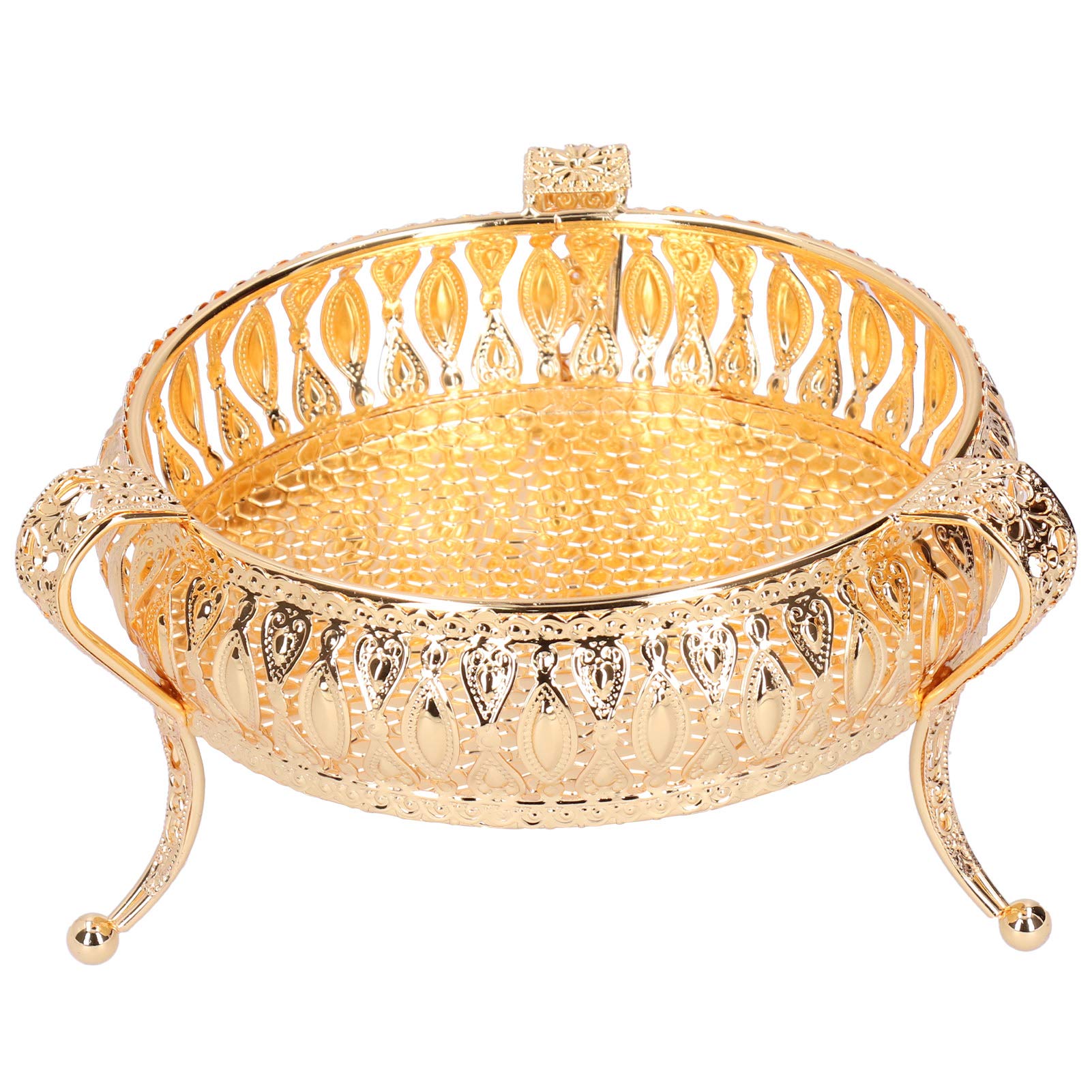 Vintage Round Metal Fruit Tray - Elegant Retro-Style Serving Plate for Snacks, Jewelry & Home Decor | Perfect for Weddings, Birthday Parties & Dessert Displays | Durable Decorative Tray for Kitchen, Dining Table & Vanity Organizer