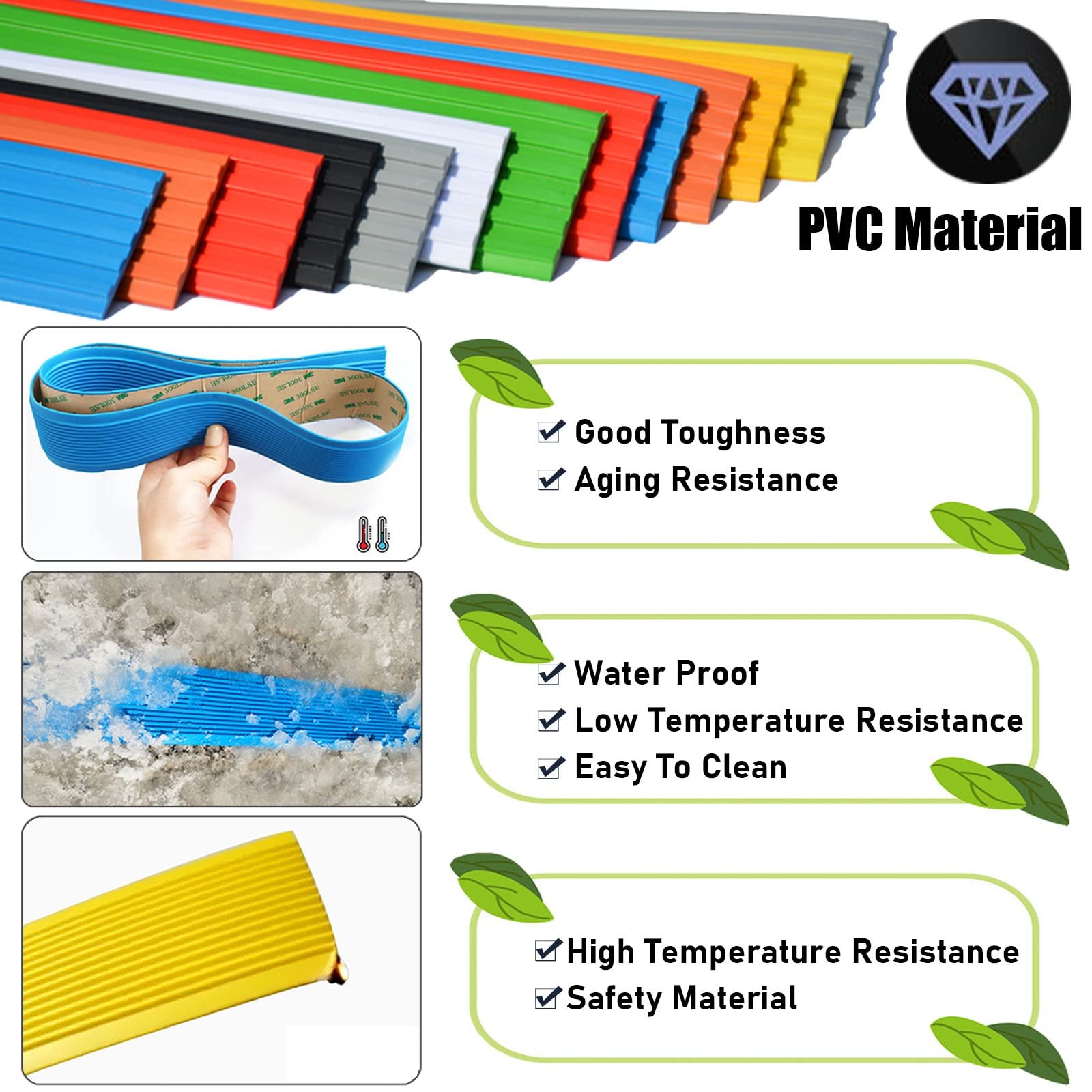 Anti-Slip Stair Treads with Strong Adhesive Backing - 1.57 Inch Wide PVC Non-Slip Tape for Stairs, Steps & Floor Gaps - Black Safety Grip Strips (15m/49ft) - Perfect for Home, Office & Outdoor Steps to Prevent Slips & Falls