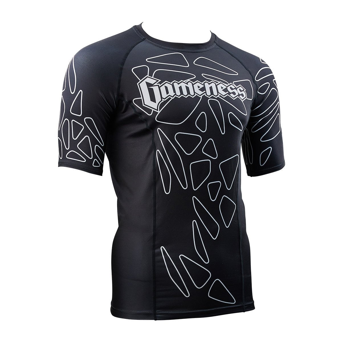Gameness Men's Short Sleeve Pro Ranked Rash Guard - BJJ MMA Training Shirt for Grappling, Jiu-Jitsu & Combat Sports - Moisture Wicking & UV Protection