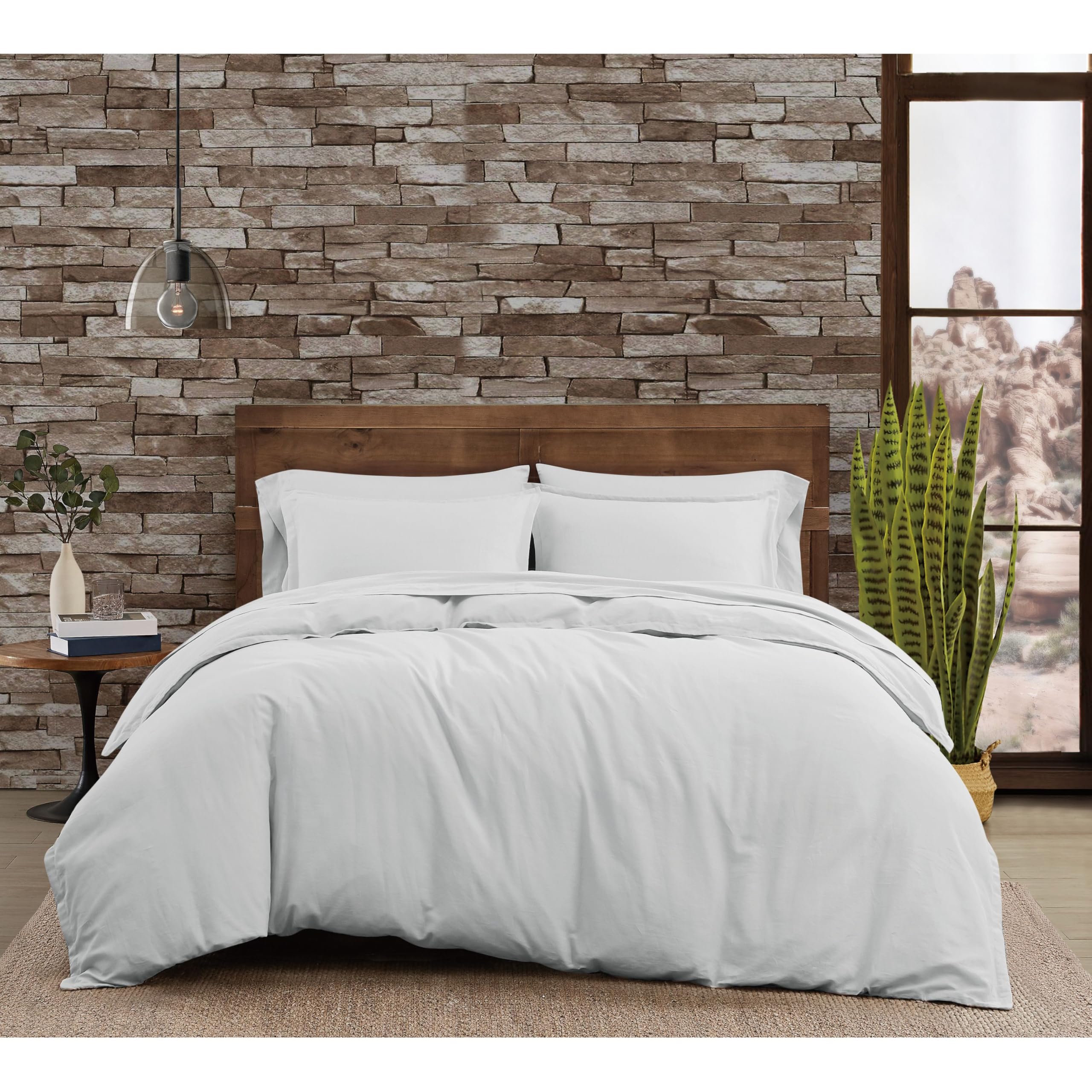 FRYE Cotton Linen Blend Grey 3-Piece King Size Duvet Cover Set - Soft Bedding for Master Bedroom, Guest Room & Luxury Hotels