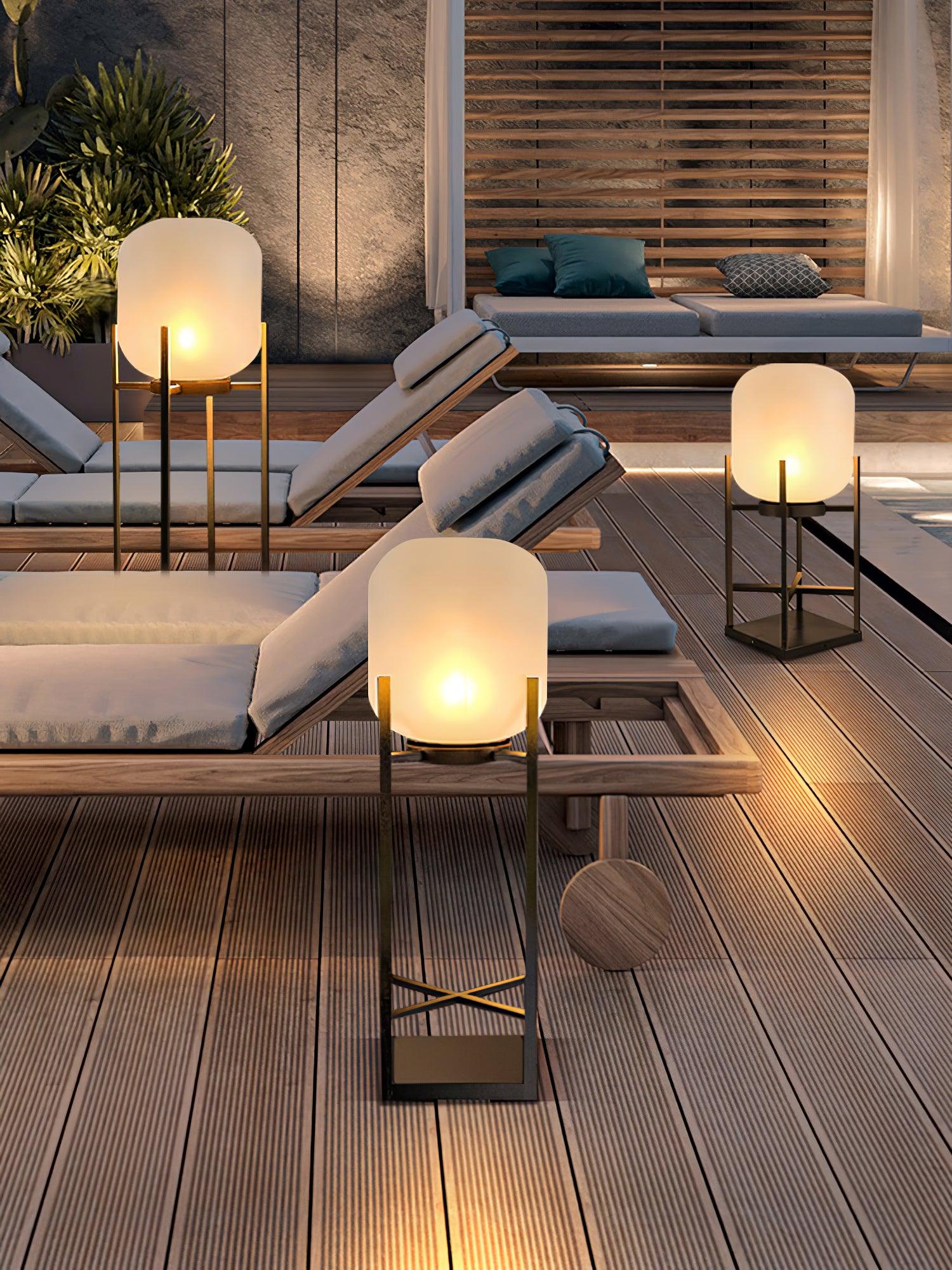 Modern LED Lantern Floor Lamp - Dimmable Indoor/Outdoor Lighting for Living Room, Patio, and Garden Decor