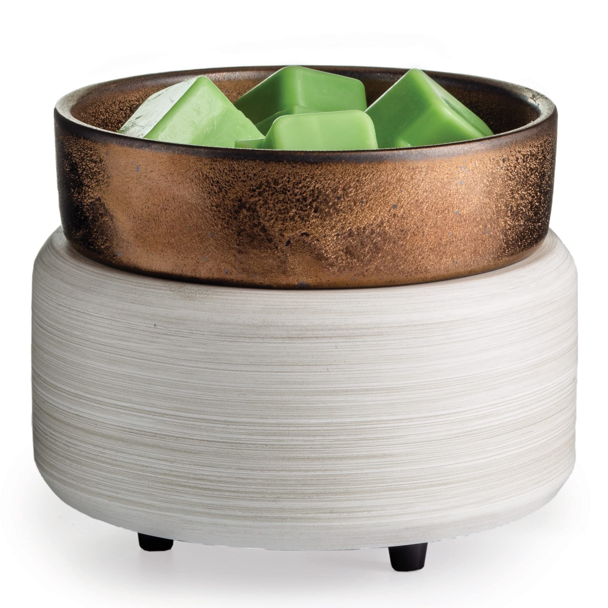 2-in-1 Candle Warmer & Fragrance Diffuser - Whitewashed Bronze Electric Wax Melter for Scented Candles and Wax Melts | Home Aromatherapy, Living Room Decor, Bedroom Relaxation, Gift Idea