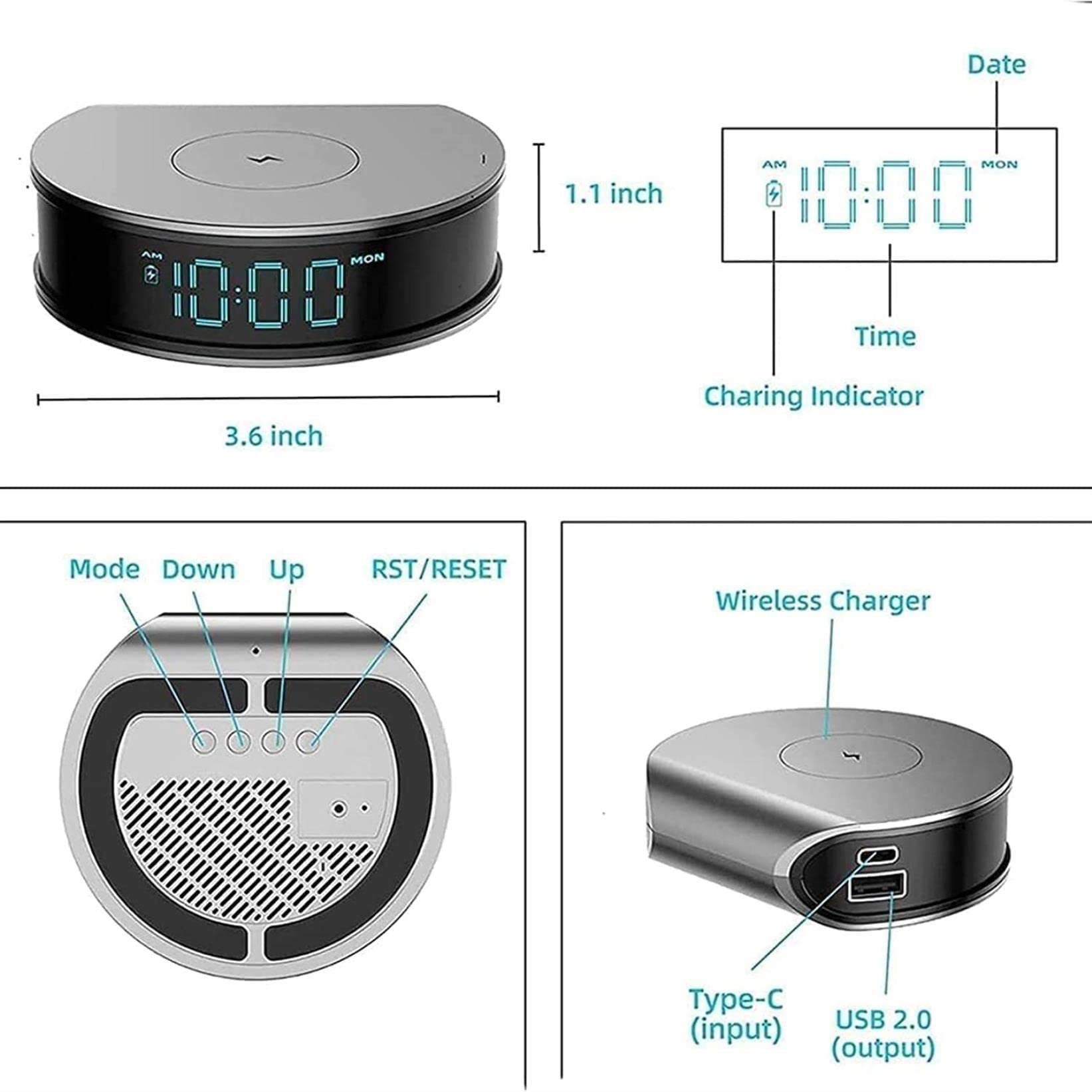 GZYHDC WiFi Spy Camera Clock - 1080P HD Smart Home Security Camera with Two-Way Audio, Night Vision & Wireless Charging Station | 32GB Storage | Indoor/Outdoor Hidden Surveillance for Home, Office, Baby Monitor & Pet Watching