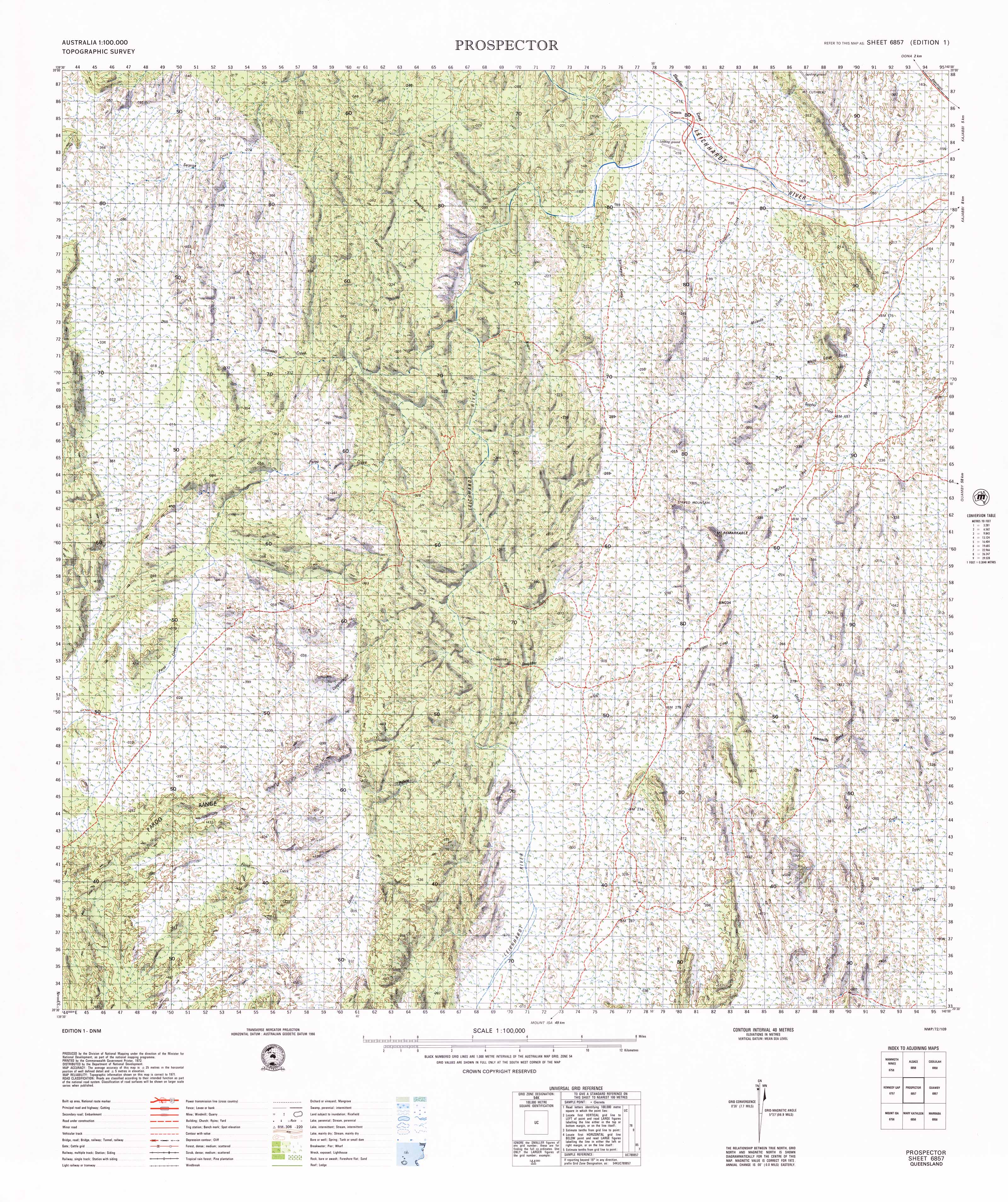 6857 Prospector 1:100,000 Scale Topographic Map - Hiking, Camping & Outdoor Adventure Navigation