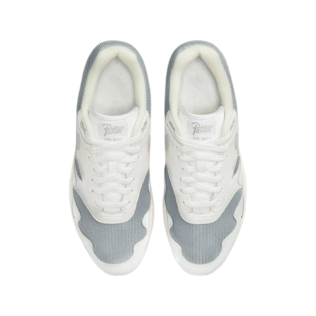 Nike Air Max 1 Patta Wave White Pure Platinum Men's Running Shoes - Comfortable Athletic Sneakers for Jogging, Gym & Casual Wear