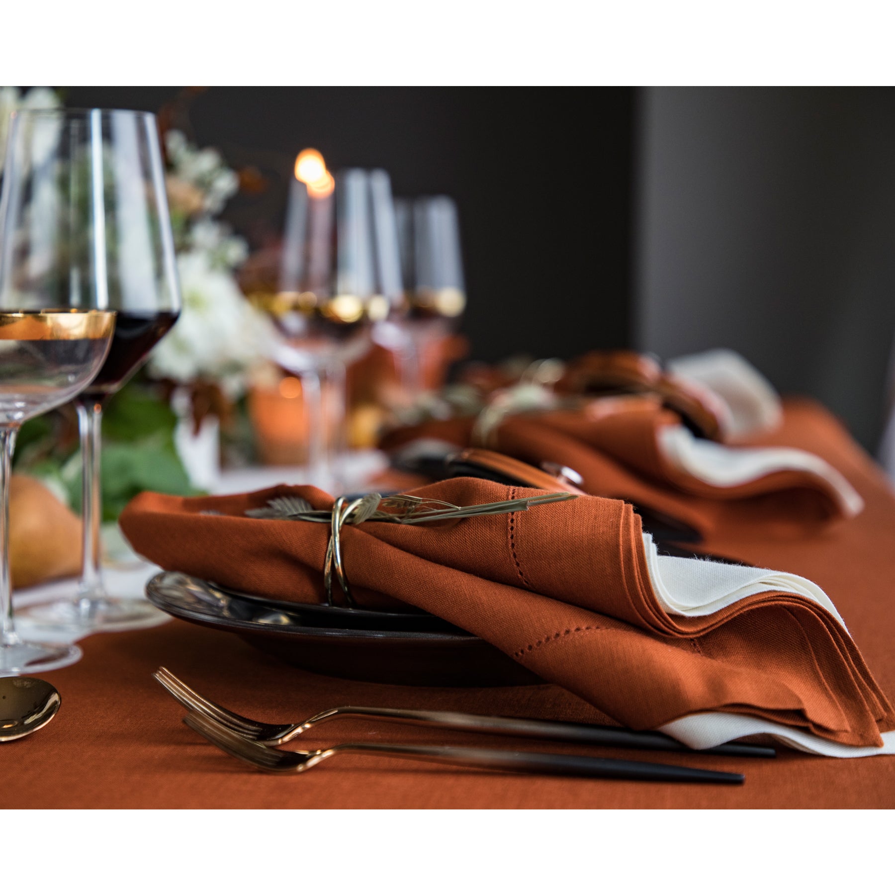 Premium Classic Hemstitch Napkins - 100% Cotton Linen Dinner Napkins for Formal Dining, Weddings & Special Occasions