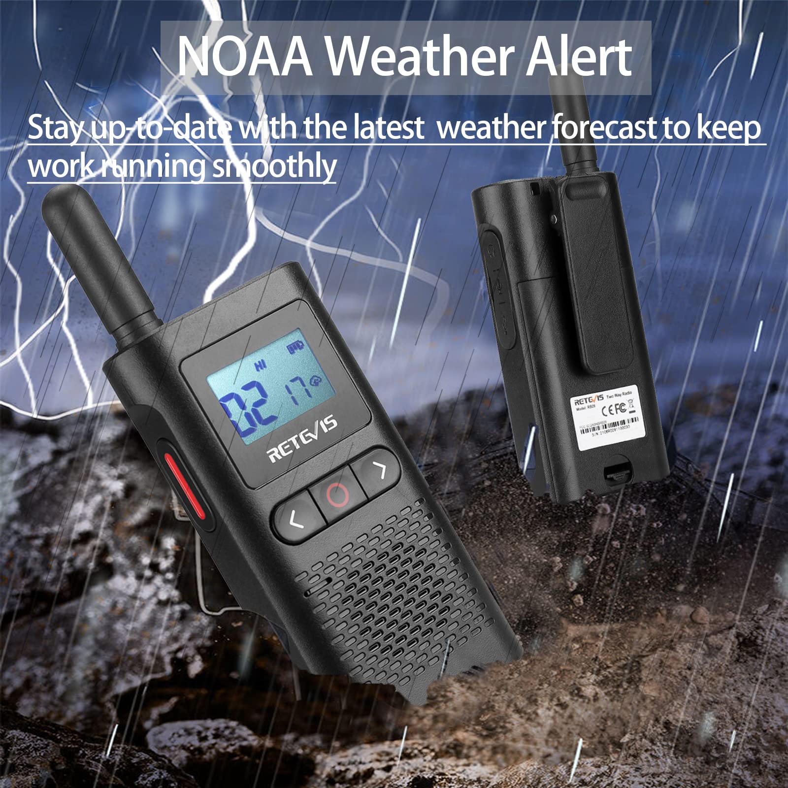 Retevis RB28 Rechargeable Walkie Talkies with Earpiece - USB-C Long Range Two Way Radios, 1500mAh Battery, NOAA Weather Alert, Large LCD Screen - 10 Pack for Business, School, Restaurant & Healthcare Use