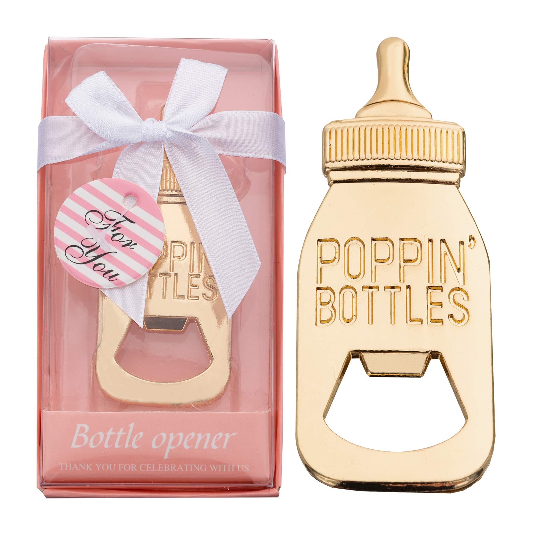24 Pack Baby Bottle Openers - Perfect Baby Shower Favors, Gender Reveal Party Gifts, Decorations & Souvenirs with Gift Box (Pink) - Ideal for Newborn Celebrations, Bridal Showers & Special Events