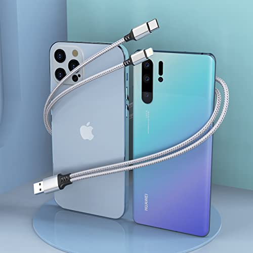 5FT 2-in-1 USB Charging Cable - MFi Certified Lightning & Type C Fast Charger Cord for iPhone 13/12/Pro/Max/11/8 & Samsung Galaxy - Braided Durable Phone Charger for Home, Office & Travel