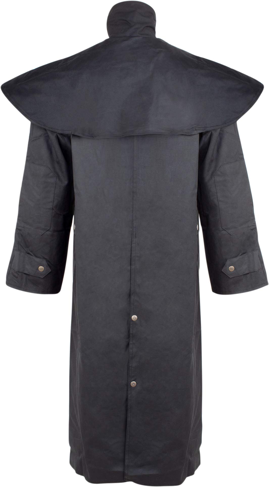 Men's Long Black Oilskin Waterproof Duster Coat - Heavy Duty Warm Western Australian Outback Jacket for Hiking, Camping & Outdoor Adventures (XL)