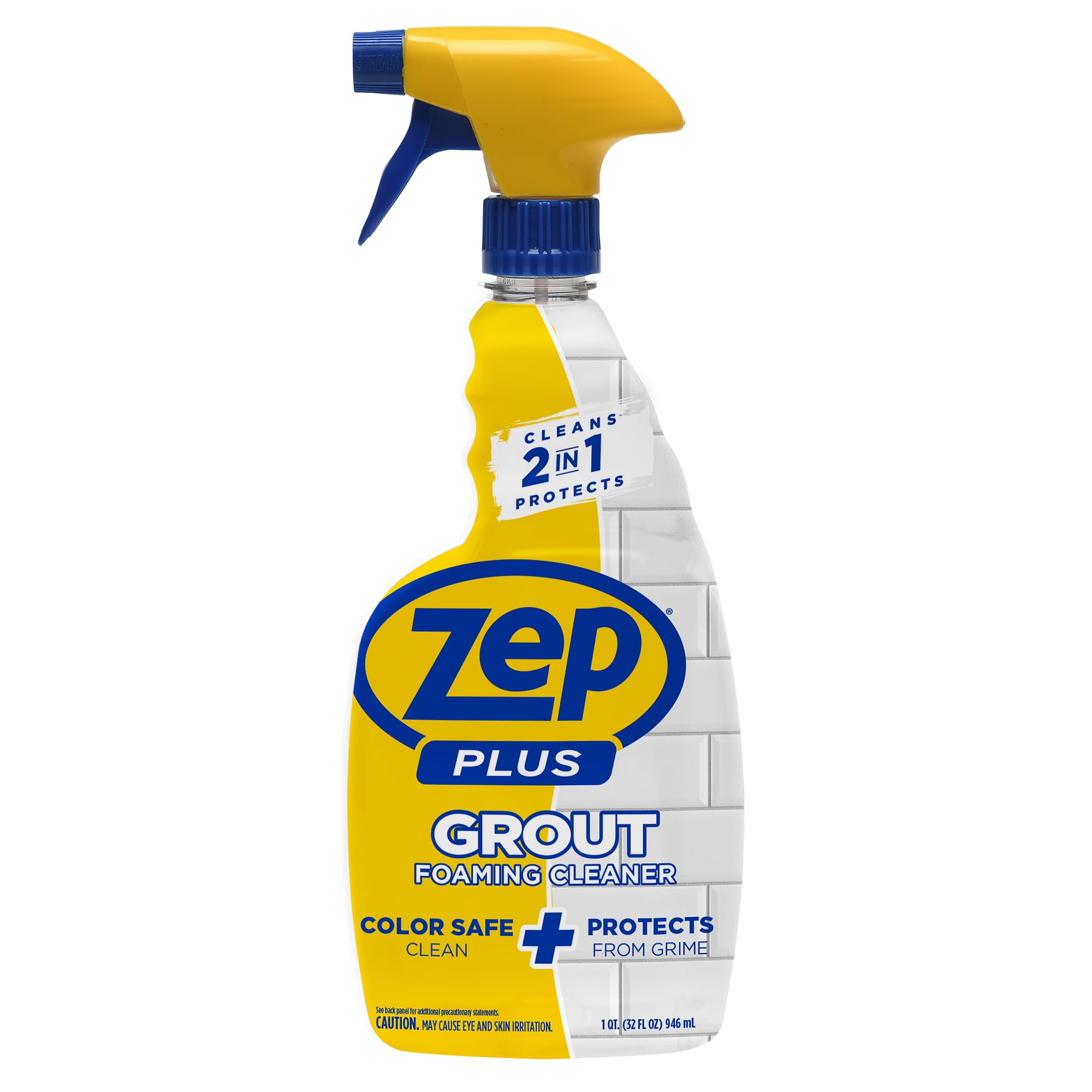 Zep Plus Grout Foaming Cleaner 32 Fl Oz - 2-in-1 Formula Cleans & Protects Tile Grout from Water, Dirt & Grime - Ideal for Bathroom, Kitchen & Shower Tiles