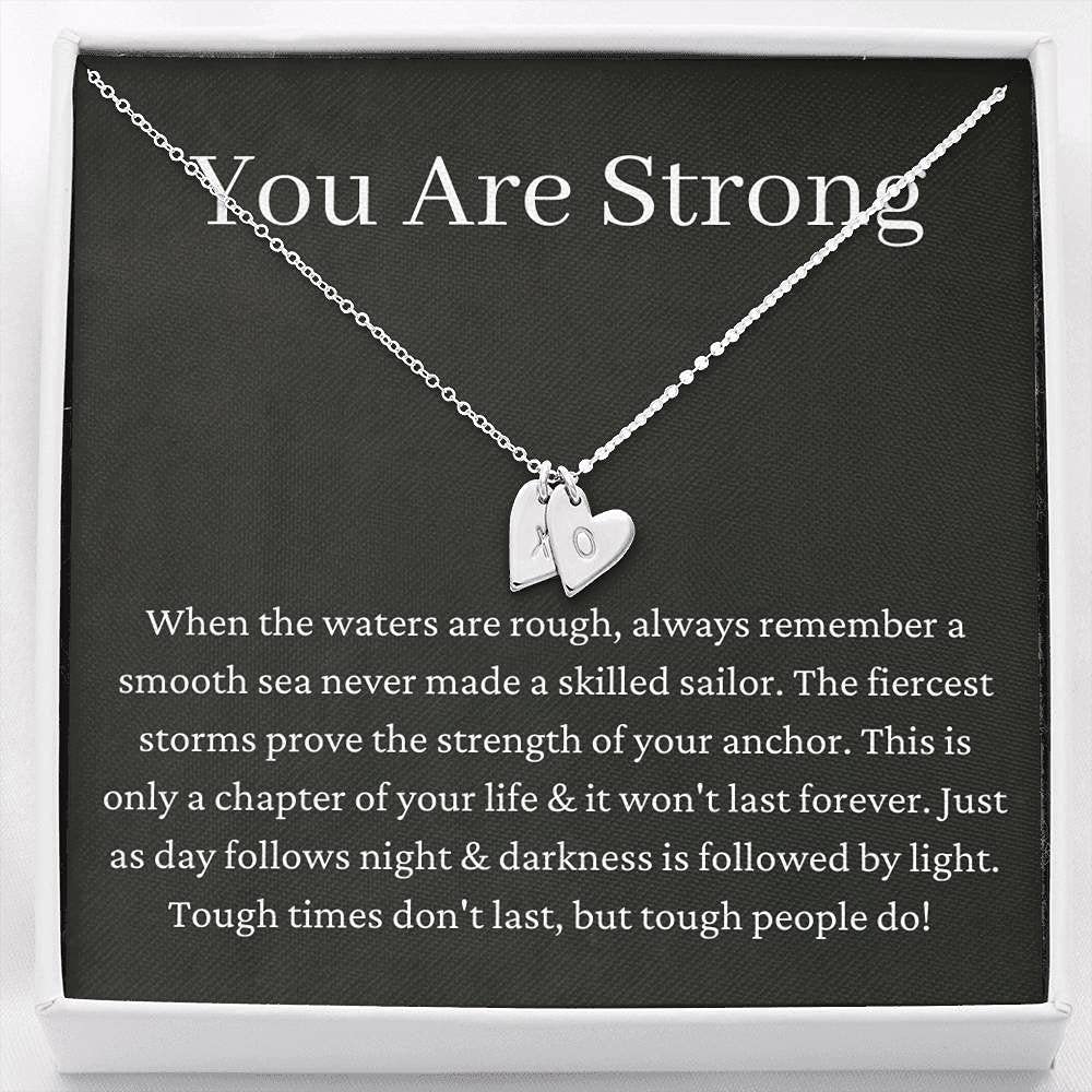 Personalized Initial Heart Necklace - Custom Name Jewelry for Women, Inspirational Get Well Soon Gift, Breakup Divorce Encouragement Present - Perfect for Anxiety Relief, Cheer Up & Special Occasions