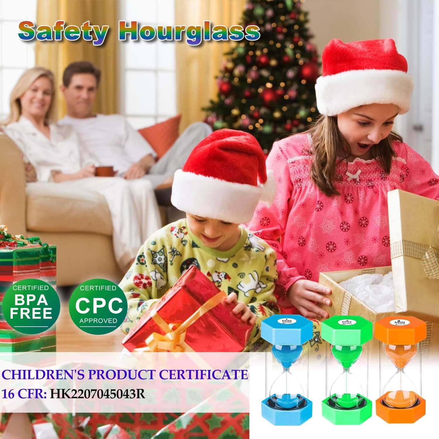 1/3/5/10/15/30 Minute Plastic Hourglass Sand Timer Set - Colorful Large Sand Clock for Kids, Classroom, Kitchen & Office - Visual Time Management Tool for Games, Cooking, Study & Work Productivity