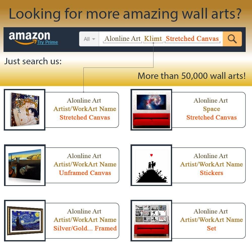 Alonline Art - Gustav Klimt Water Serpents Snakes II Fine Art Print on Premium Photo Paper | 42x24 Inch (108x61cm) Wall Decor Poster Rolled | HD Reproduction Oil Painting Artwork for Living Room, Bedroom or Nursery Decor | Home & Office Wall Art