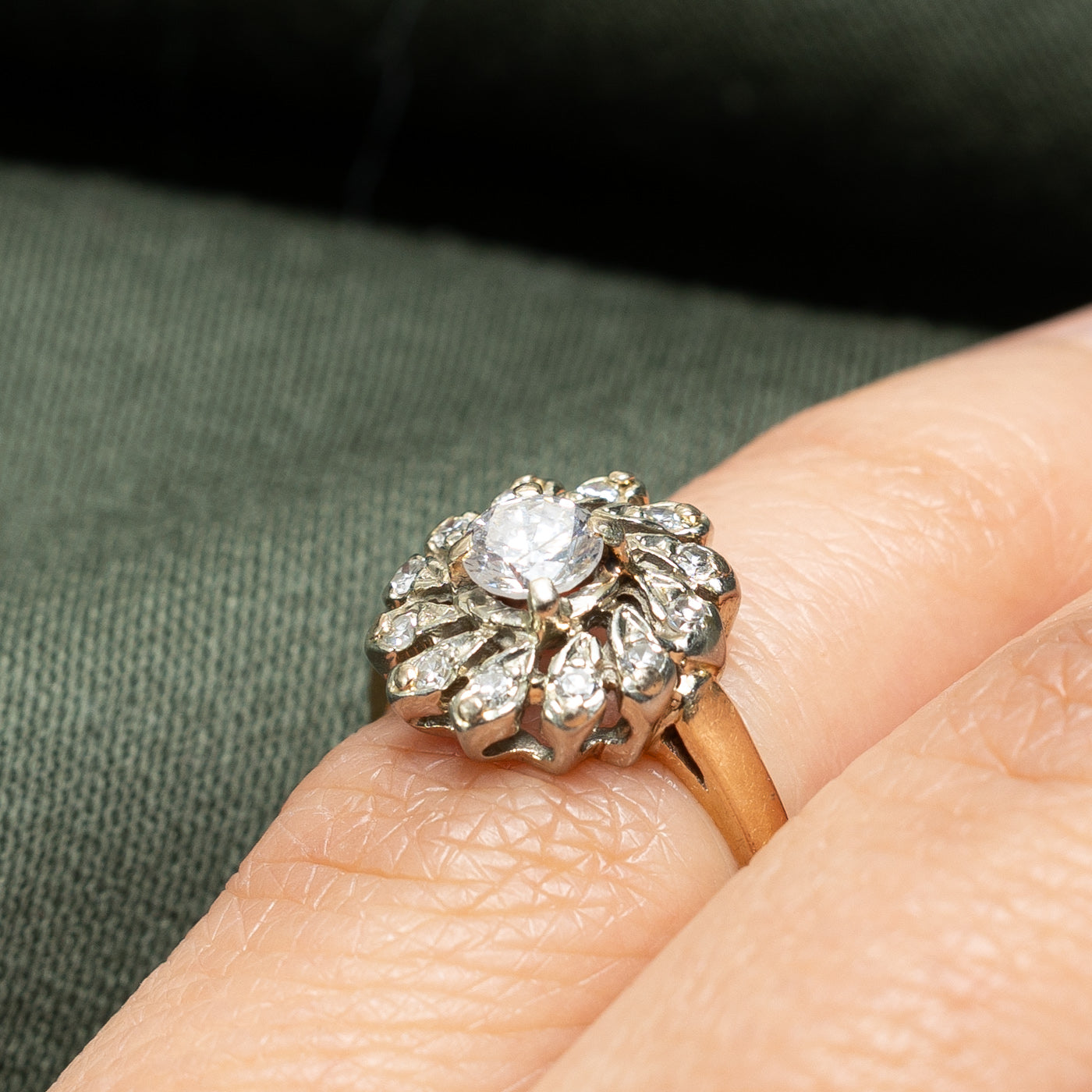 0.46ctw Pinwheel Halo Diamond Engagement Ring - Size 3 | Elegant Wedding Band for Proposals, Anniversaries & Special Occasions