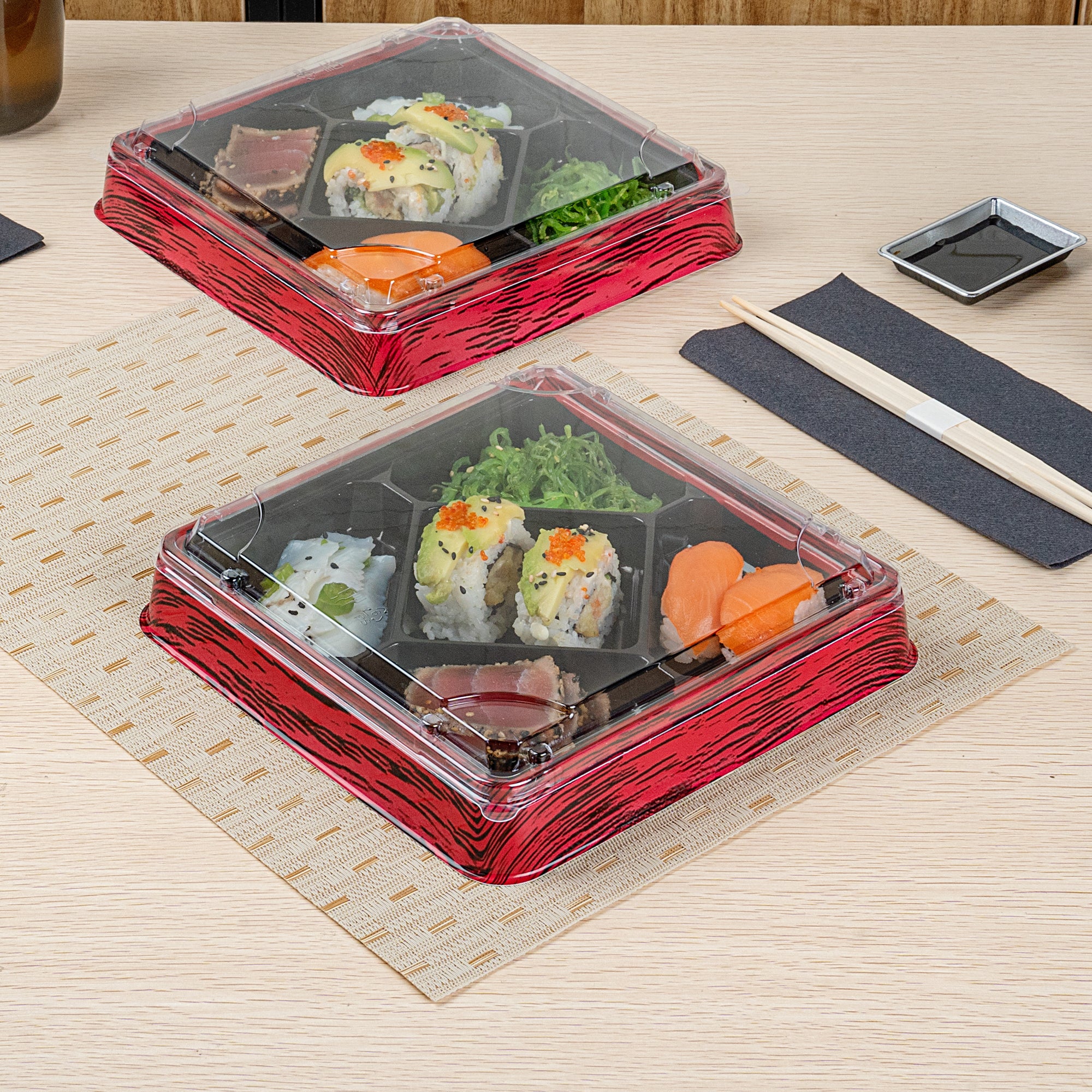 Bento Tek Square Clear Plastic Lids - 50 Pack for 19 oz Bento Boxes | Airtight Food Storage | Perfect for Meal Prep, School Lunches & Office Snacks
