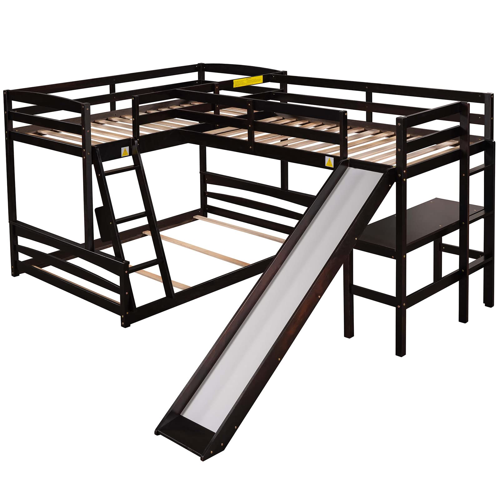 Stylish Space-Saving Pine Wood Twin Over Full Bunk Bed for Kids & Teens - Black | Dorm Room & Small Bedroom Furniture | Perfect for Siblings Sharing Rooms or Guest Sleepovers