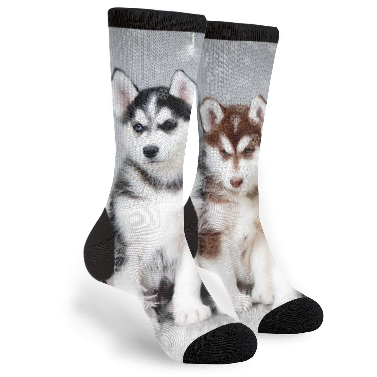 Fun Unisex Crazy Crew Socks with Lovely Huskies Print - Novelty Dress Socks for Men & Women - Perfect for Costume Parties, Gifts, and Casual Wear