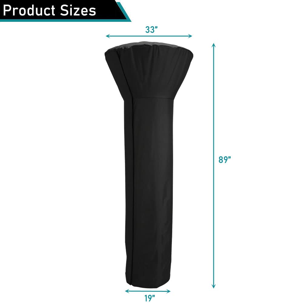Heavy Duty 600D Waterproof Outdoor Patio Heater Cover - Weather Resistant Gas Heater Protection with Zipper (33