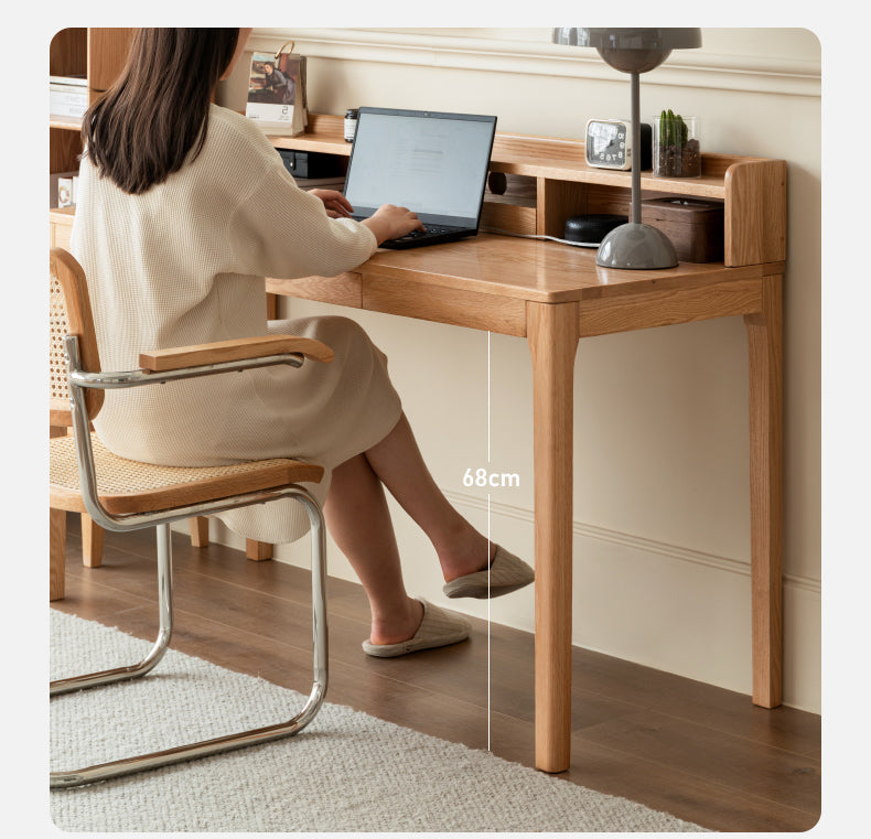 Premium Solid Oak Wood Office Desk - Modern Nordic Style Writing Table for Home & Workspace - Perfect for Remote Work, Study & Office Decor