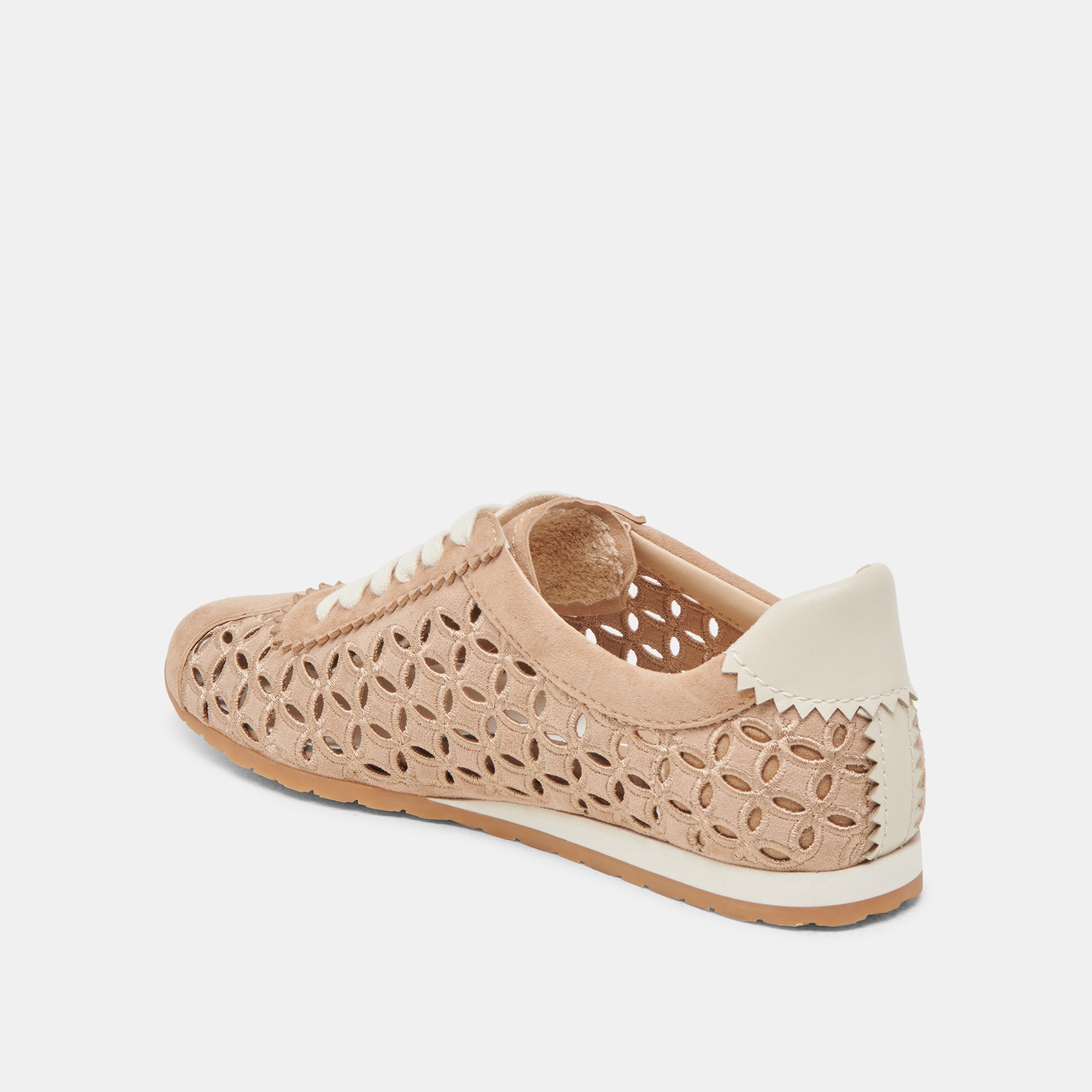 DANIE EYELET PERF SNEAKERS - Women's Suede Casual Shoes in Camel Color | Perfect for Everyday Wear, Office & Street Style Fashion