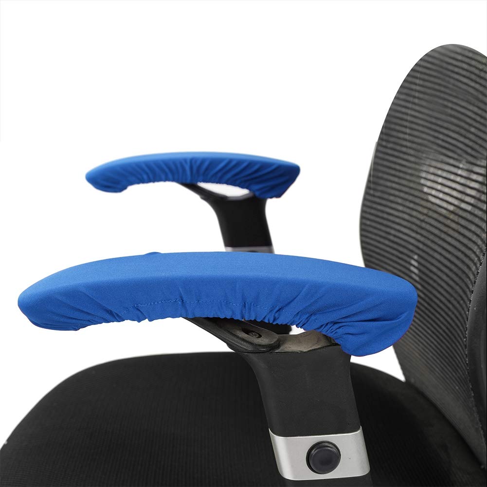 1 Pair Stretchable Office Chair Arm Covers - Soft Polyester Elastic Armrest Protectors for Desk & Computer Chairs (Blue) | Washable & Durable for Home Office & Workspace Comfort