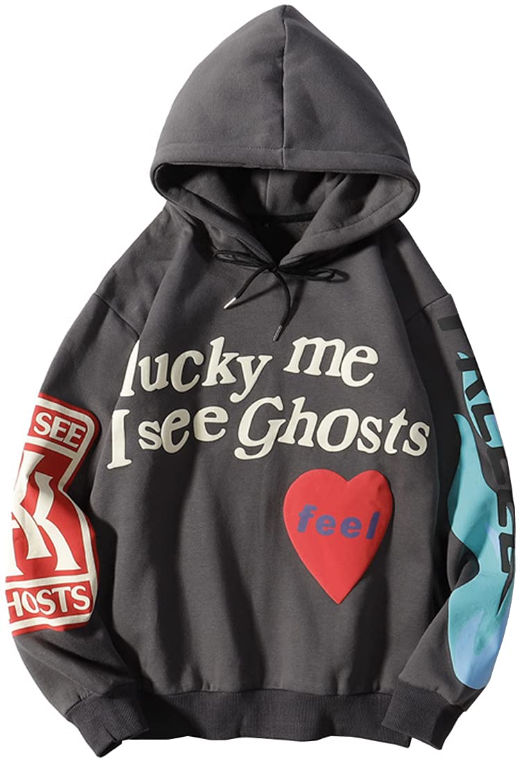 MINIDORA Lucky Me I See Ghosts Hoodie - Men's Hip Hop Pullover Sweater for Teens | Streetwear Fashion, Casual Wear & Urban Style