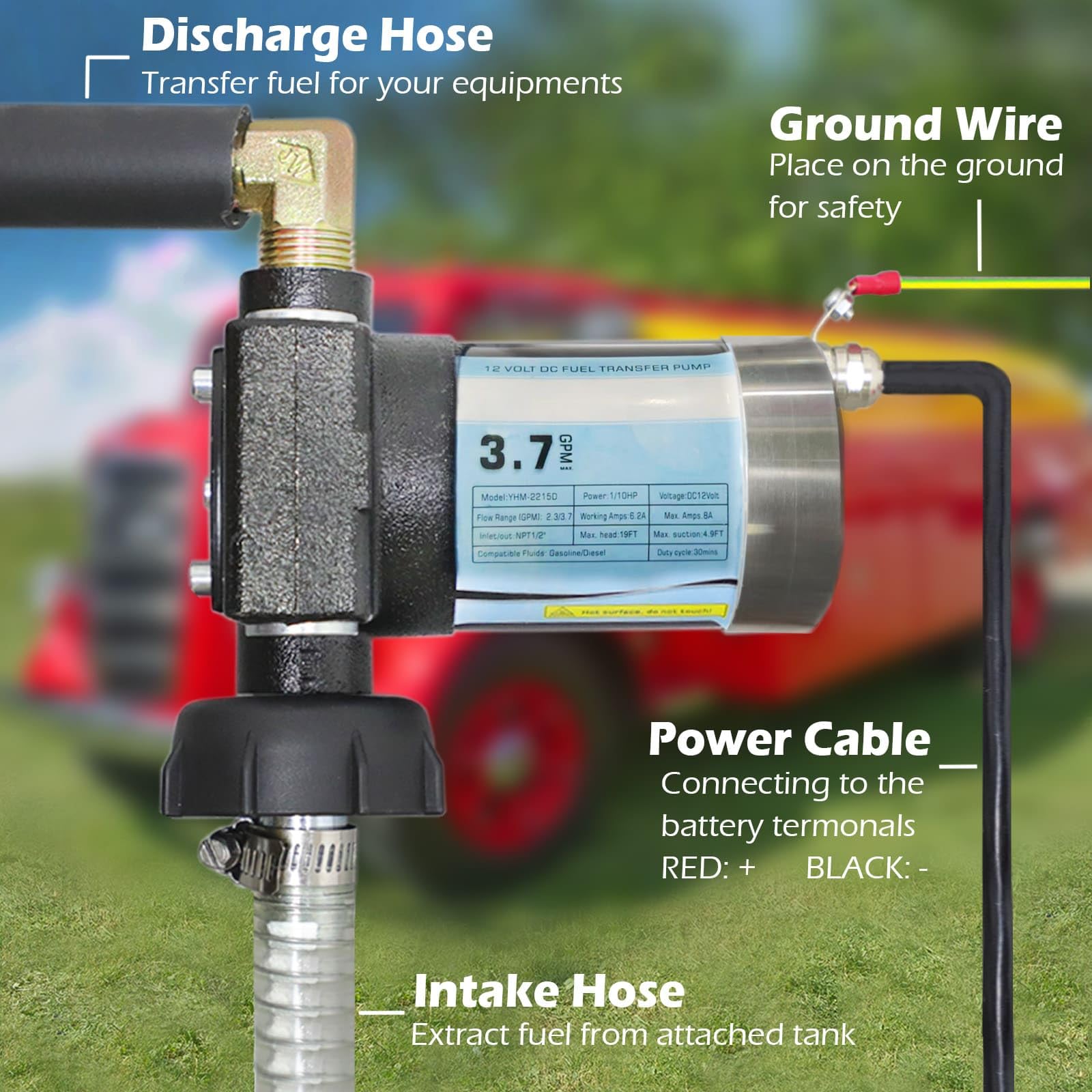 16 Gallon Portable Fuel Caddy Tank with Electric Pump - 3.7 GPM Flow Rate, Wheels & 6.6ft Hose - Heavy Duty Gasoline/Diesel Transfer Container for Trucks, Tractors, Generators - Ideal for Farm, Construction & Emergency Fuel Storage