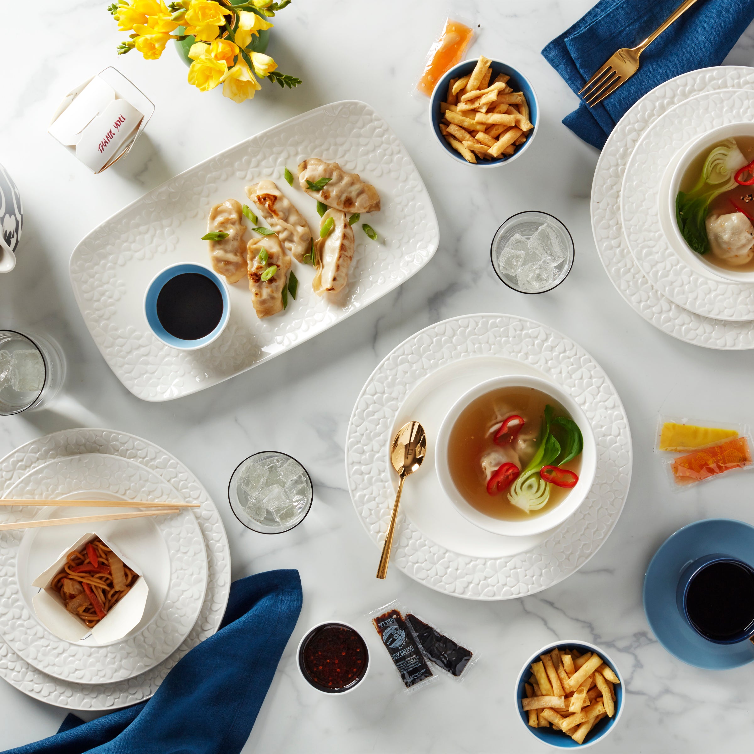 Blossom Lane 4-Piece Ceramic Bowls Set - Elegant & Durable Dinnerware for Soup, Salad, Cereal - Perfect for Family Dining & Entertaining