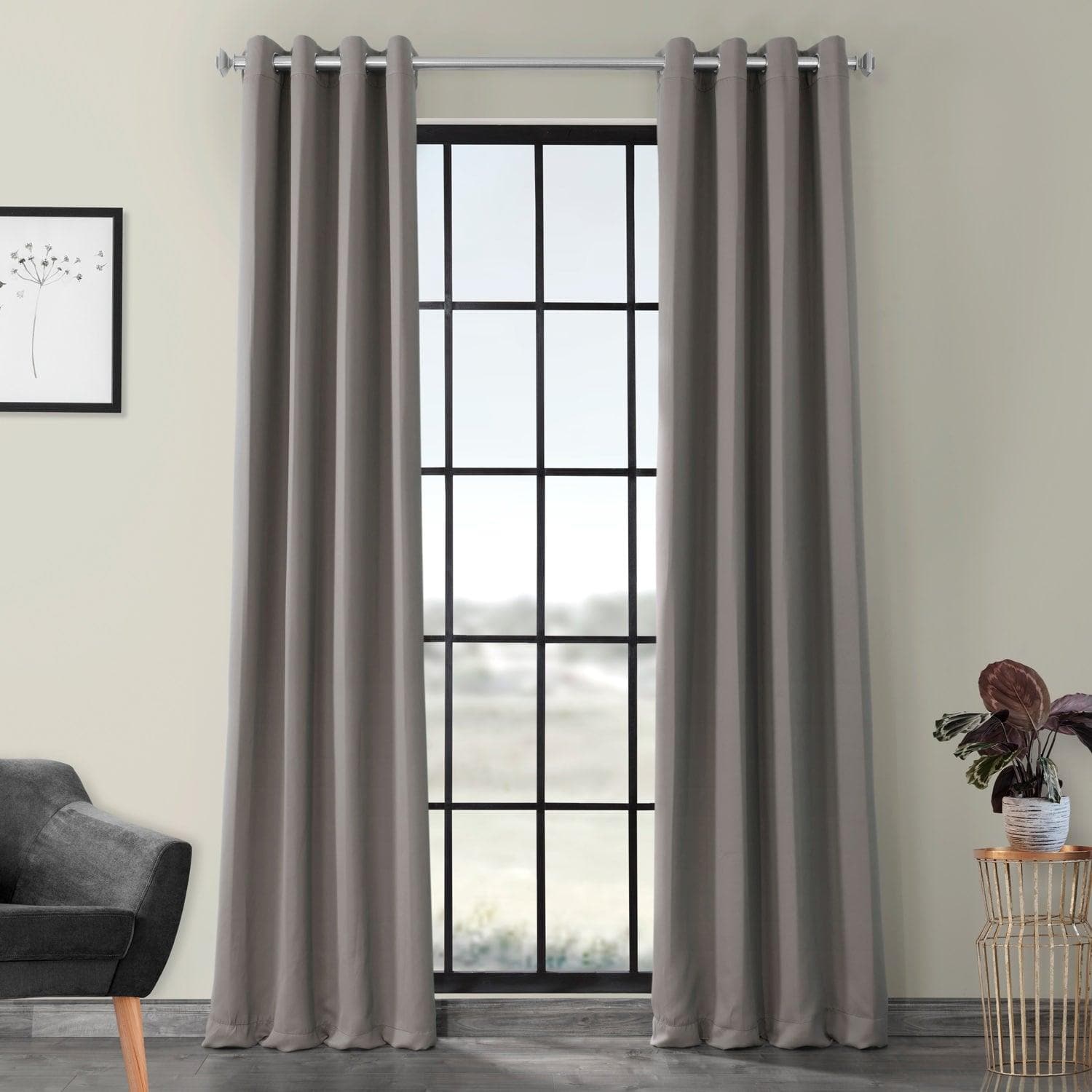 Neutral Grey Grommet Blackout Curtains for Bedroom - Light Blocking Window Drapes for Better Sleep & Privacy
