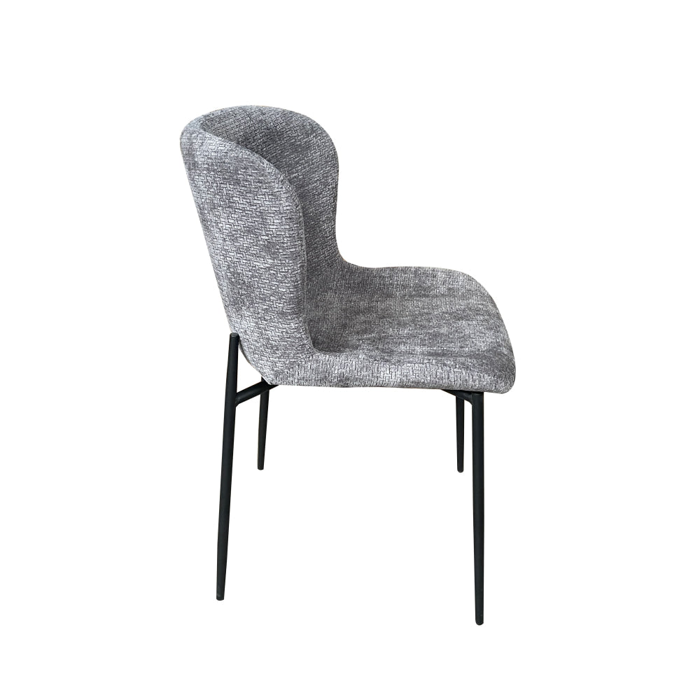 Matilda 5-Piece Round Dining Set - 110cm Faux Cement Table with 4 Grey Sonata Fabric Chairs | Modern Kitchen & Dining Room Furniture for Small Spaces