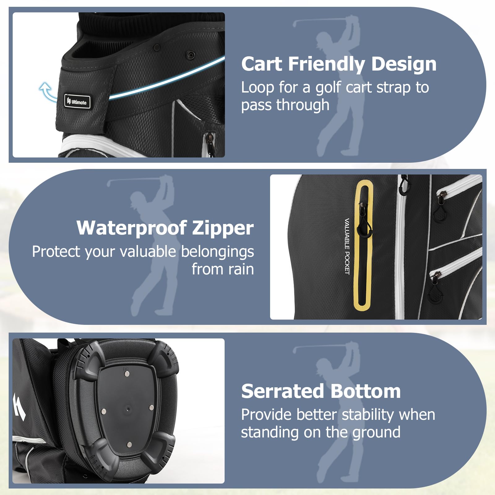 **Tangkula 15-Way Top Divider Golf Cart Bag - Lightweight Golf Club Bag with Putter Well, 7 Pockets, Cooler Bag, Shoulder Strap & Rain Hood - Portable Golf Carry Bag for Men & Women - Perfect for Golf Courses, Driving Ranges & Travel**