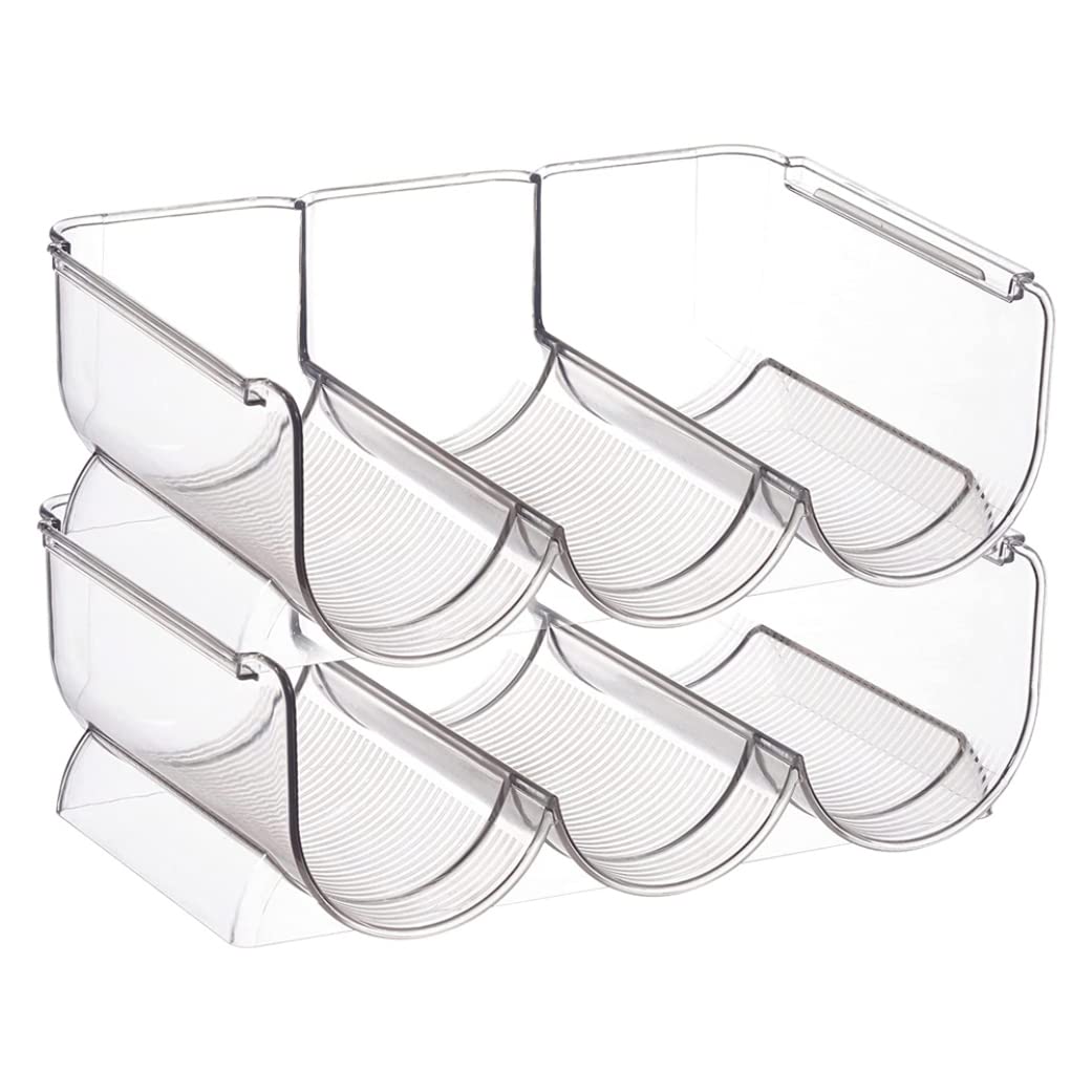Stackable Plastic Water Bottle Holder Bin - Kitchen, Pantry & Refrigerator Storage Organizer for Wine & Beverage Bottles | Countertop & Cabinet Organization Rack for Home Storage (Perfect for Small Spaces & Clutter-Free Organization)