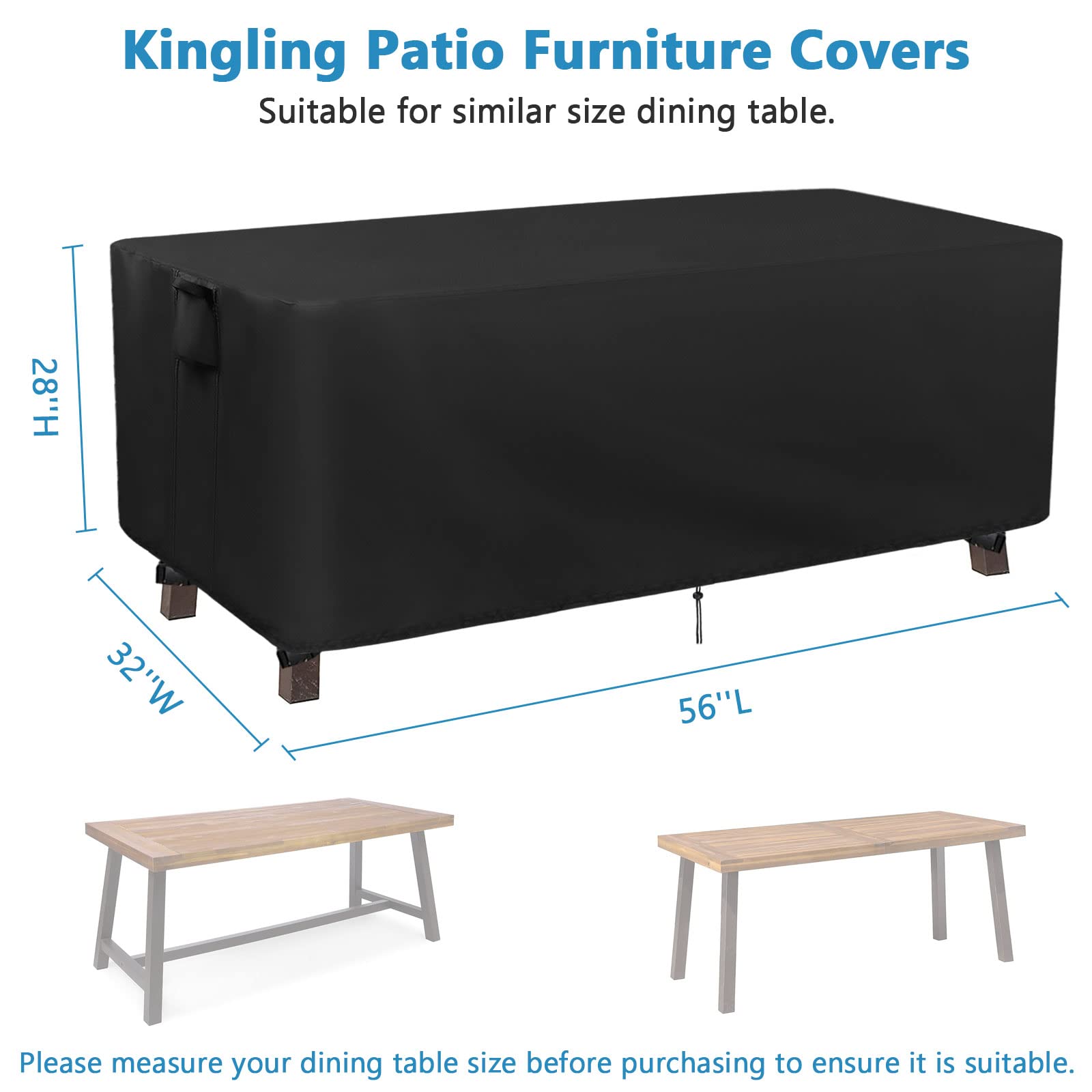 Waterproof Heavy Duty Rectangular Patio Table Cover 56
