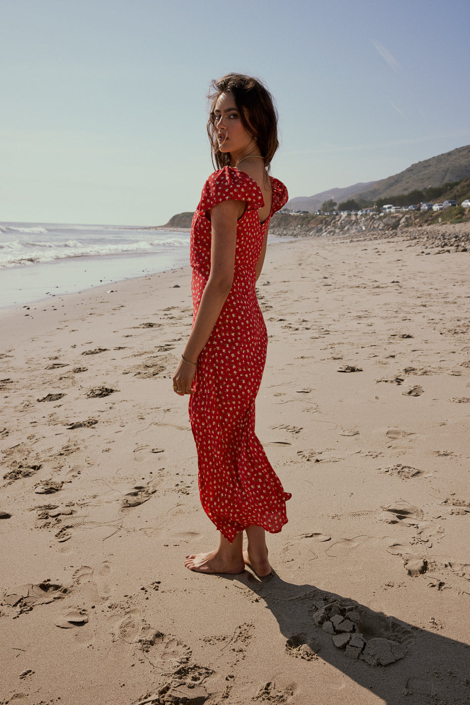 Grayson Floral Maxi Dress for Women - Red Long Sleeve Bohemian Summer Dress - Perfect for Beach Vacation, Wedding Guest & Casual Outings