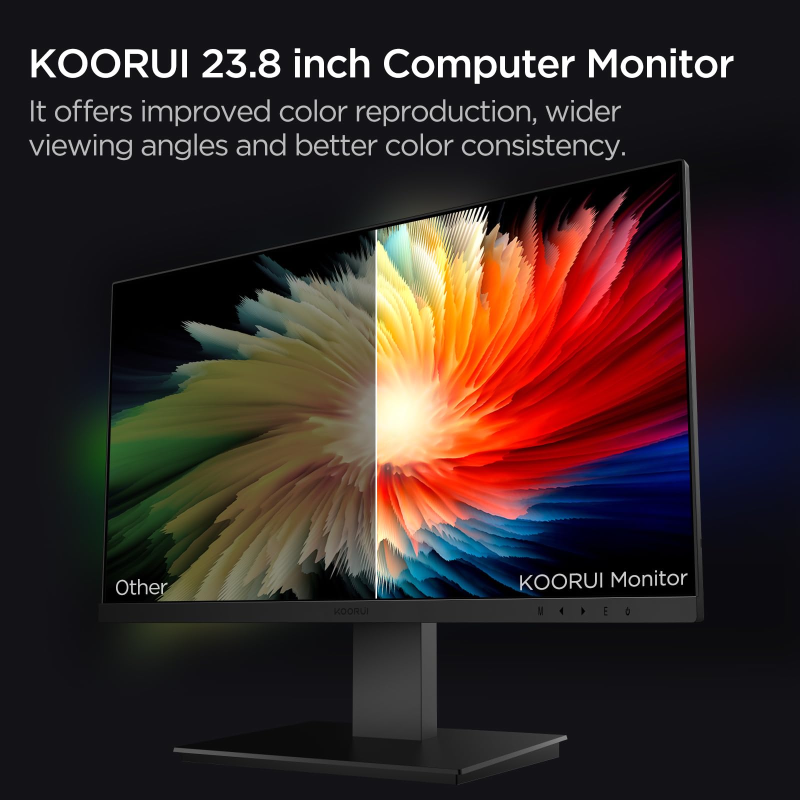 KOORUI 24 Inch FHD 1080p Computer Monitor with 100Hz Refresh Rate, Built-in Speakers, Ultra-Slim Bezel Design, VESA Mount Compatible (75x75mm), Tilt Adjustment, HDMI & VGA Ports - Perfect for Home Office, Gaming, and Entertainment