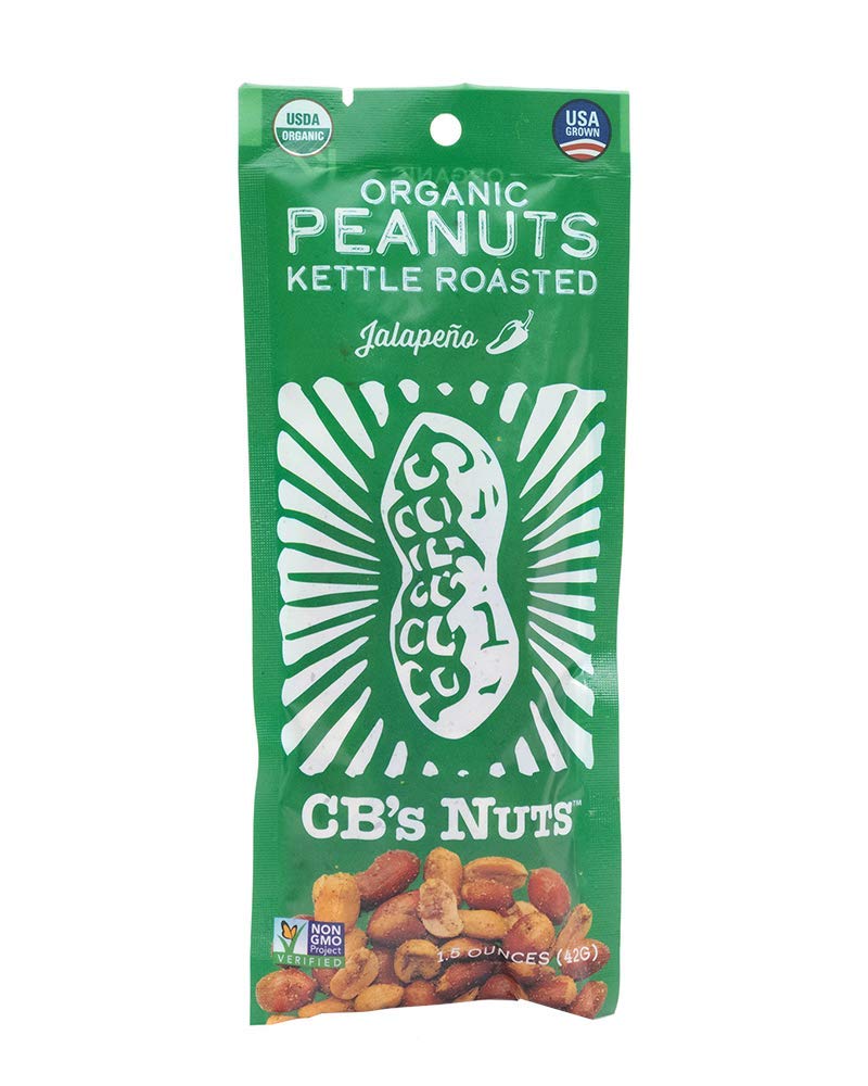 Organic Kettle Roasted Jalapeno Peanuts - 12 Pack (1.5 oz Each) | Gluten-Free Snacks for Parties, Hiking & Healthy On-the-Go Nutrition