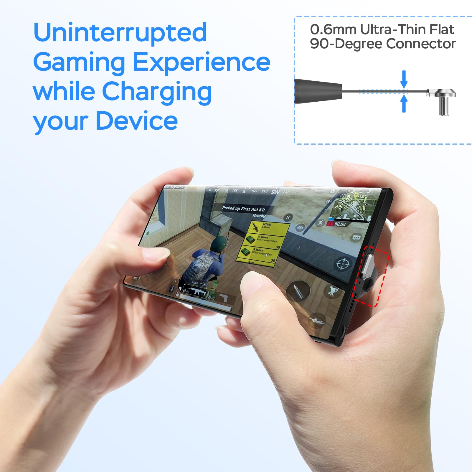 60W USB C Charger Cable 3.3ft - Fast Charging & High-Speed Data Transfer Type C Cable with 90-Degree Flat C-Port - Compatible with Samsung S23/S22/S21, iPhone 15 Pro/Pro Max, MacBook Air/Pro - Perfect for Travel, Office & Home Charging
