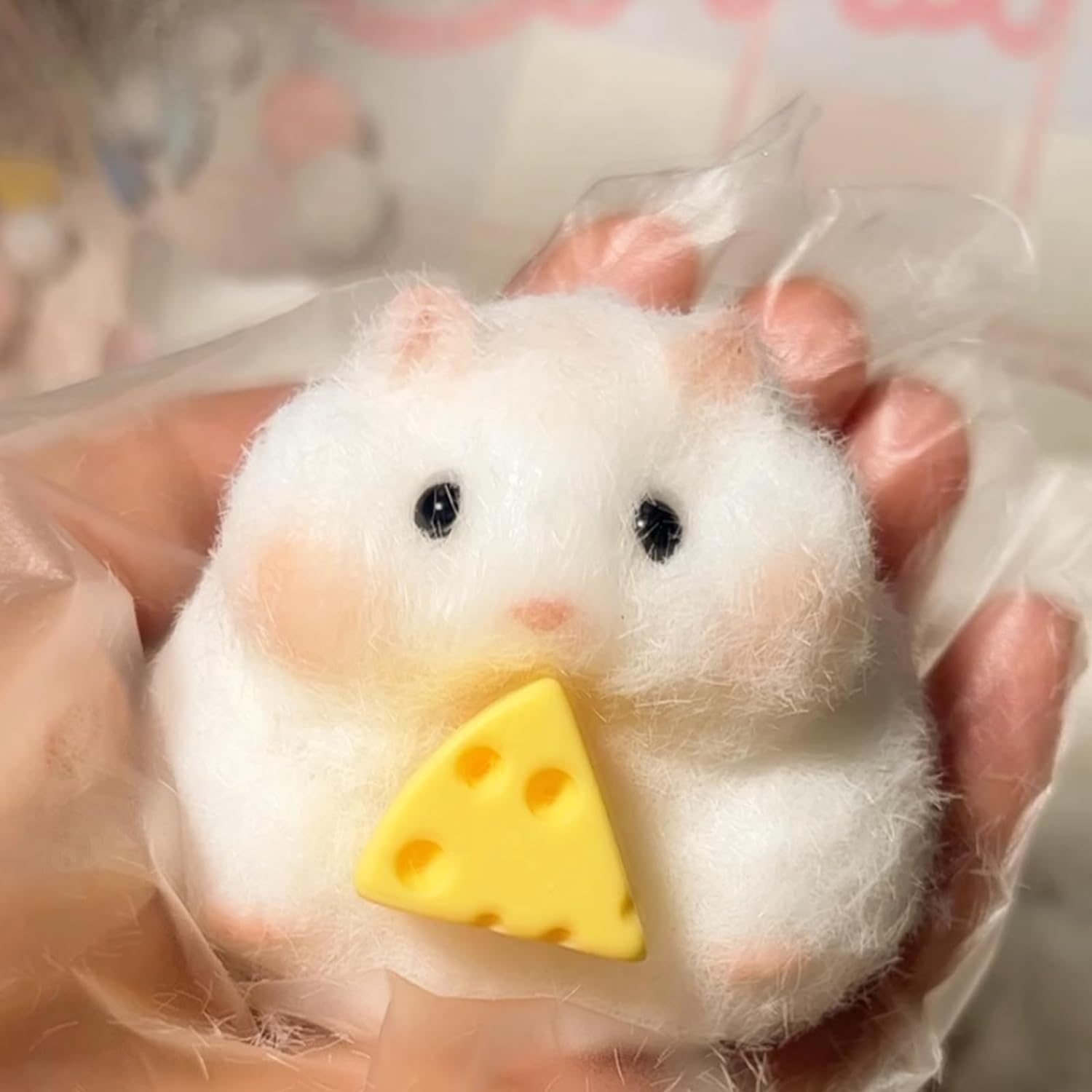 Stress Relief Cat Squishy Squeeze Toys - Soft Cat Paw Fidget Toys for Kids & Adults, Cute White Hamster Shape Sensory Toy for Anxiety Relief, Party Favors, Classroom Rewards - Perfect for Office Desk, Car Travel & Home Relaxation