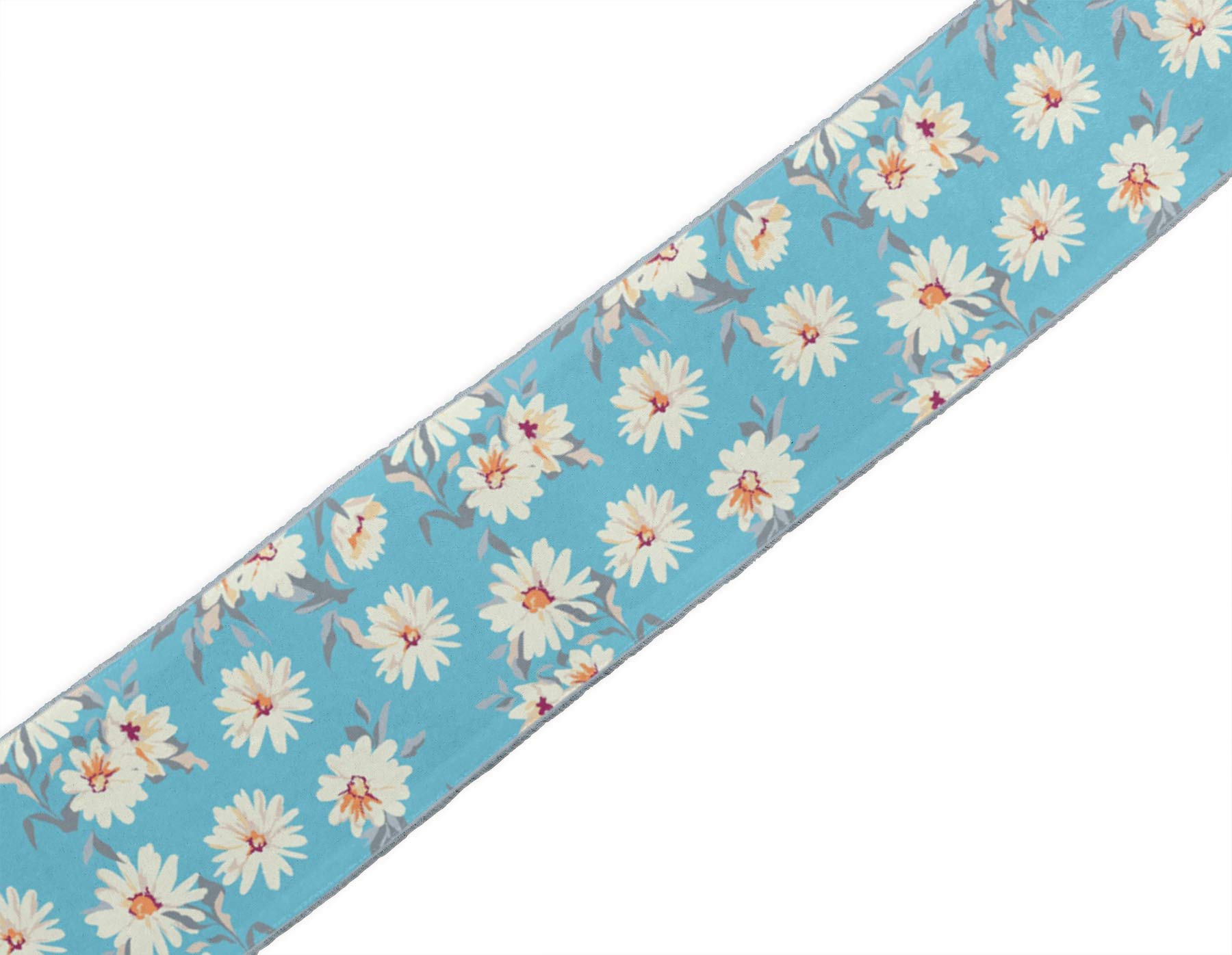 Blue Leaves & Floral Printed Velvet Ribbon Trim - 9 Yards, 2 Inches Wide - Premium Craft Lace for Sewing, DIY Projects, Gift Wrapping & Home Decor