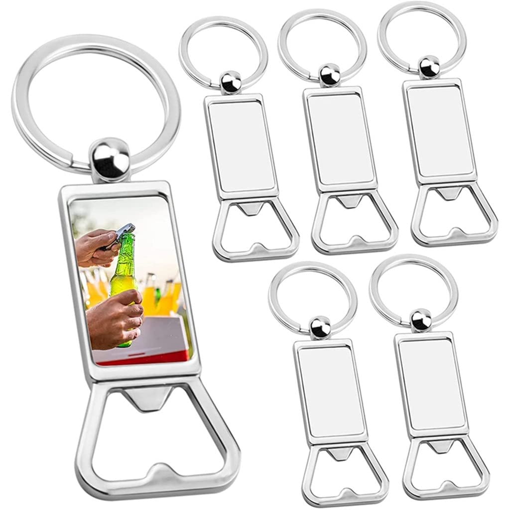 Custom Personalized Sublimation Photo Keychains - 6 Pack Metal Bottle Opener Blanks for DIY Crafts, Gifts & Promotions | Rectangle Sublimation Keychain for Photos, Logos & Designs - Perfect for Parties, Events & Souvenirs
